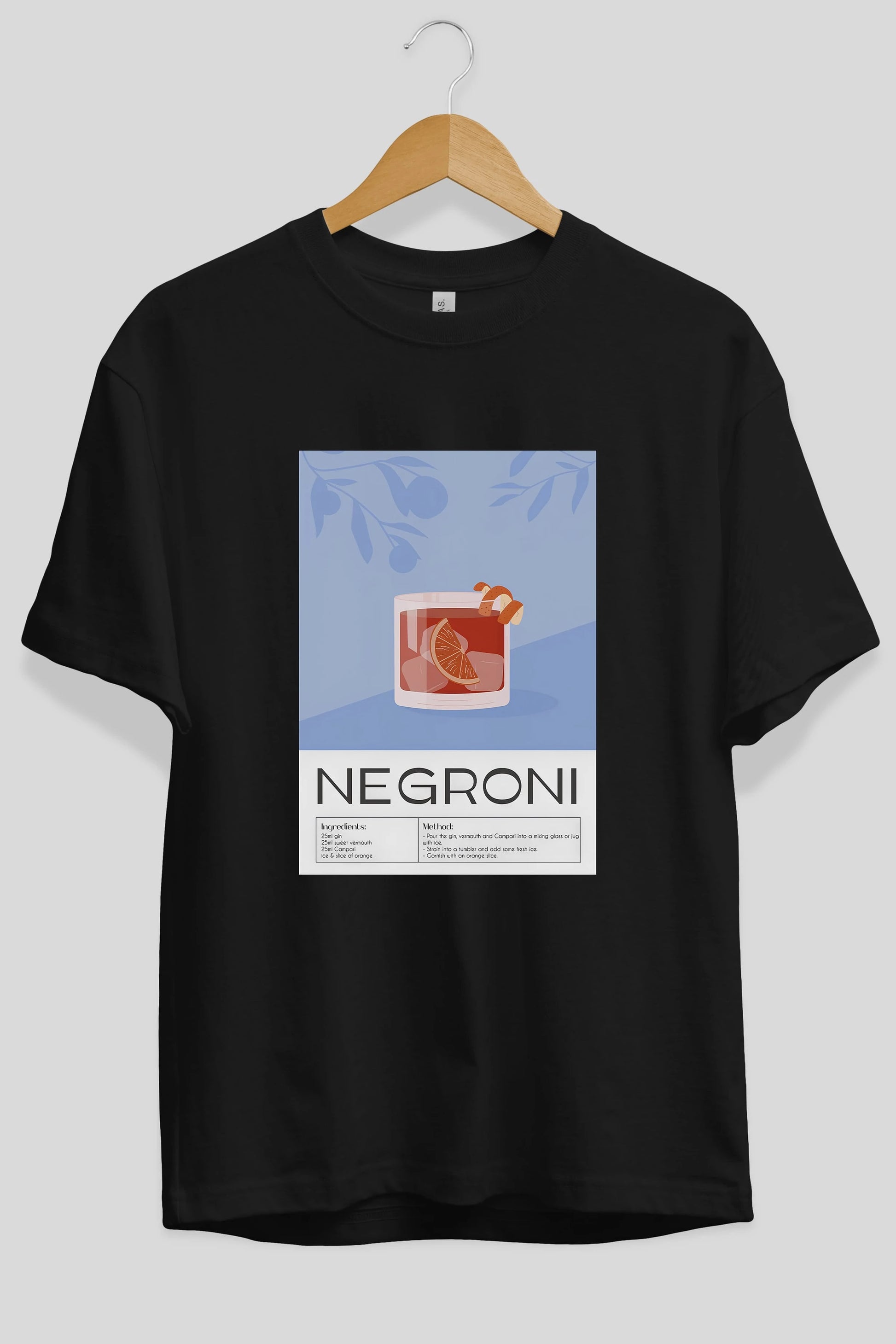 Negroni Ön Baskılı Oversize t-shirt Erkek Kadın Unisex %100 Pamuk Bisiklet Yaka tişort