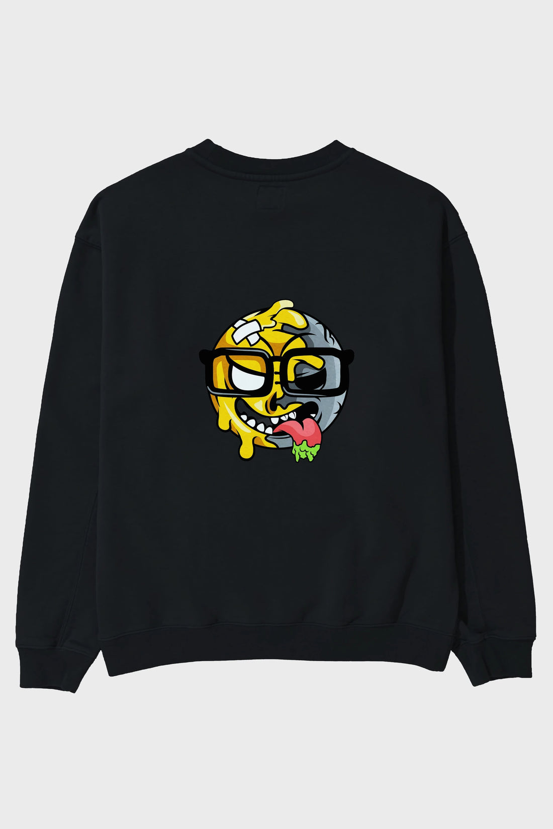 Smiley Nerd Arka Baskılı Oversize Sweatshirt Erkek Kadın Unisex
