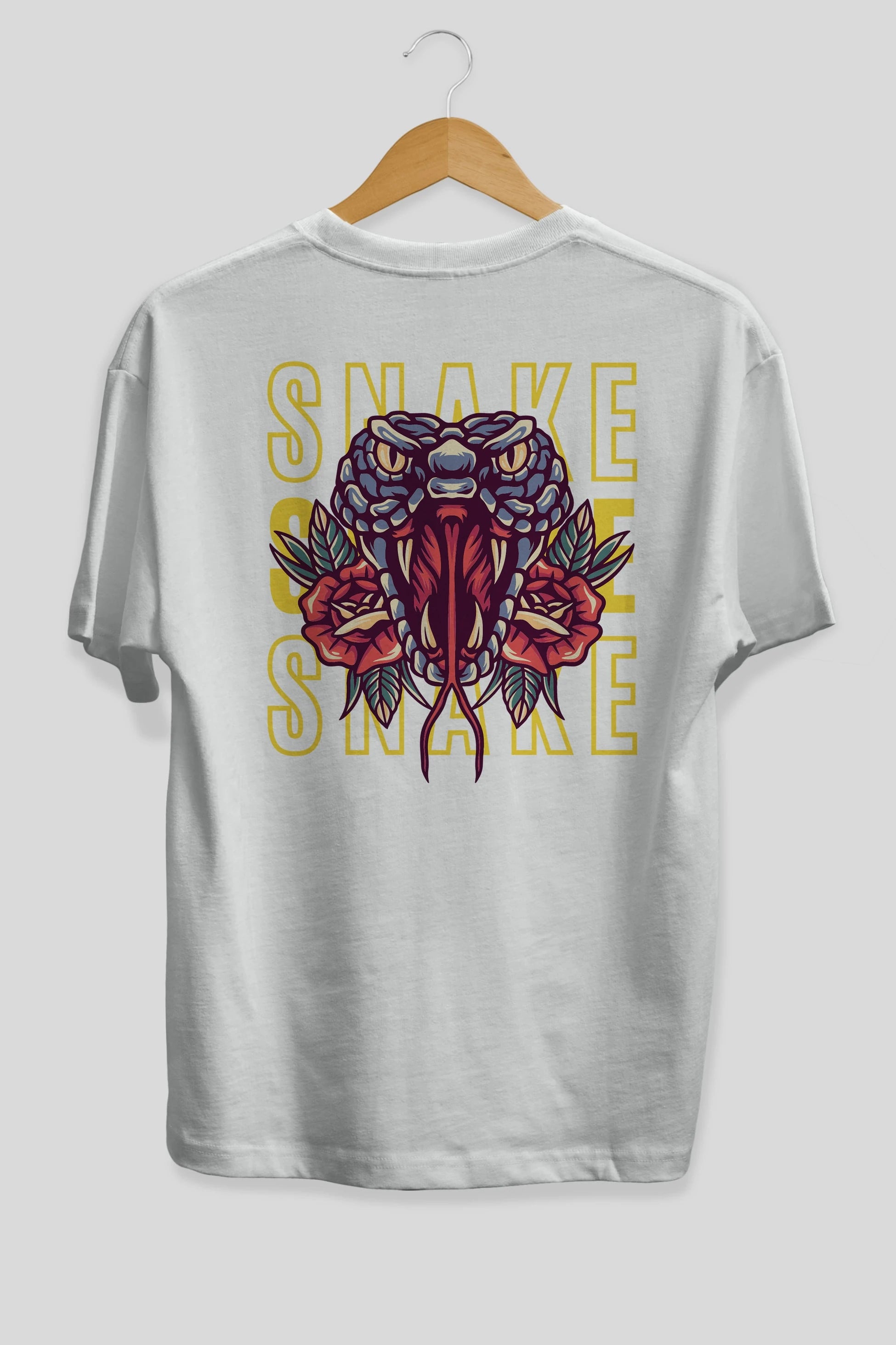Snake Arka Baskılı Oversize t-shirt Erkek Kadın Unisex