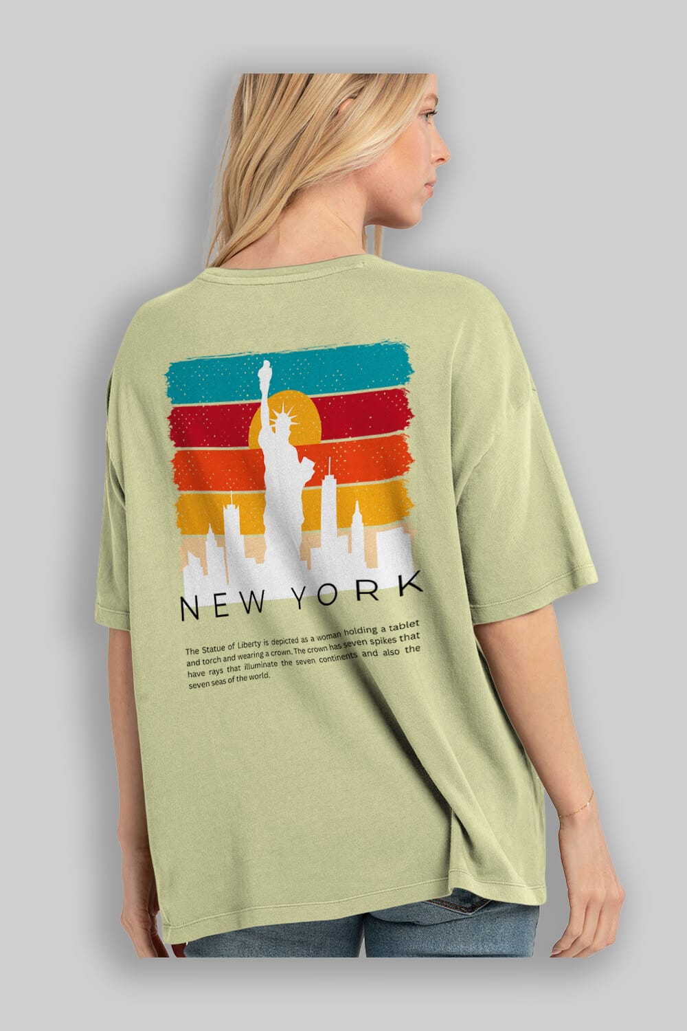 New York Yazılı Arka Baskılı Oversize t-shirt Erkek Kadın Unisex