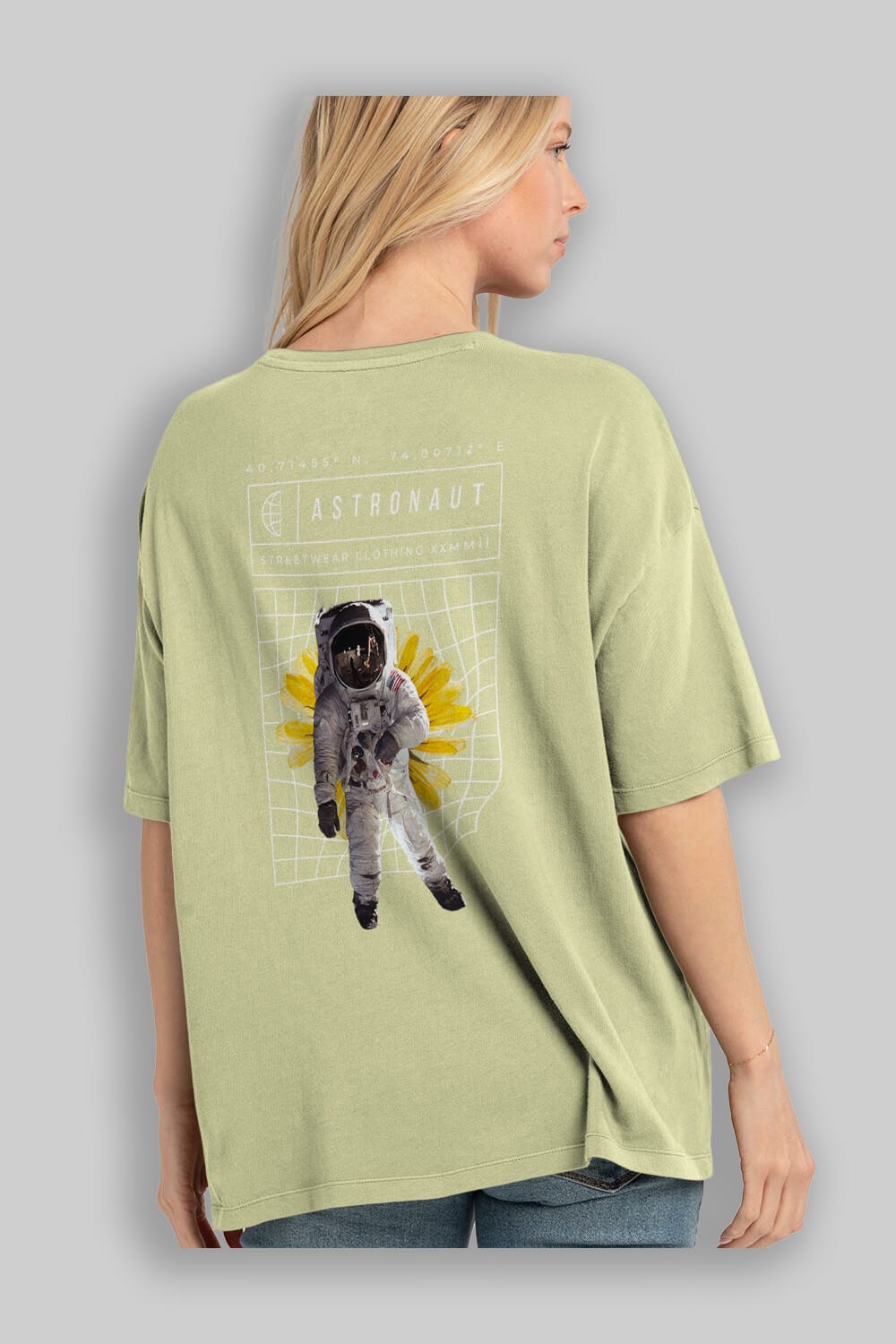 Astronaut Streetwear Arka Baskılı Oversize t-shirt Erkek Kadın Unisex