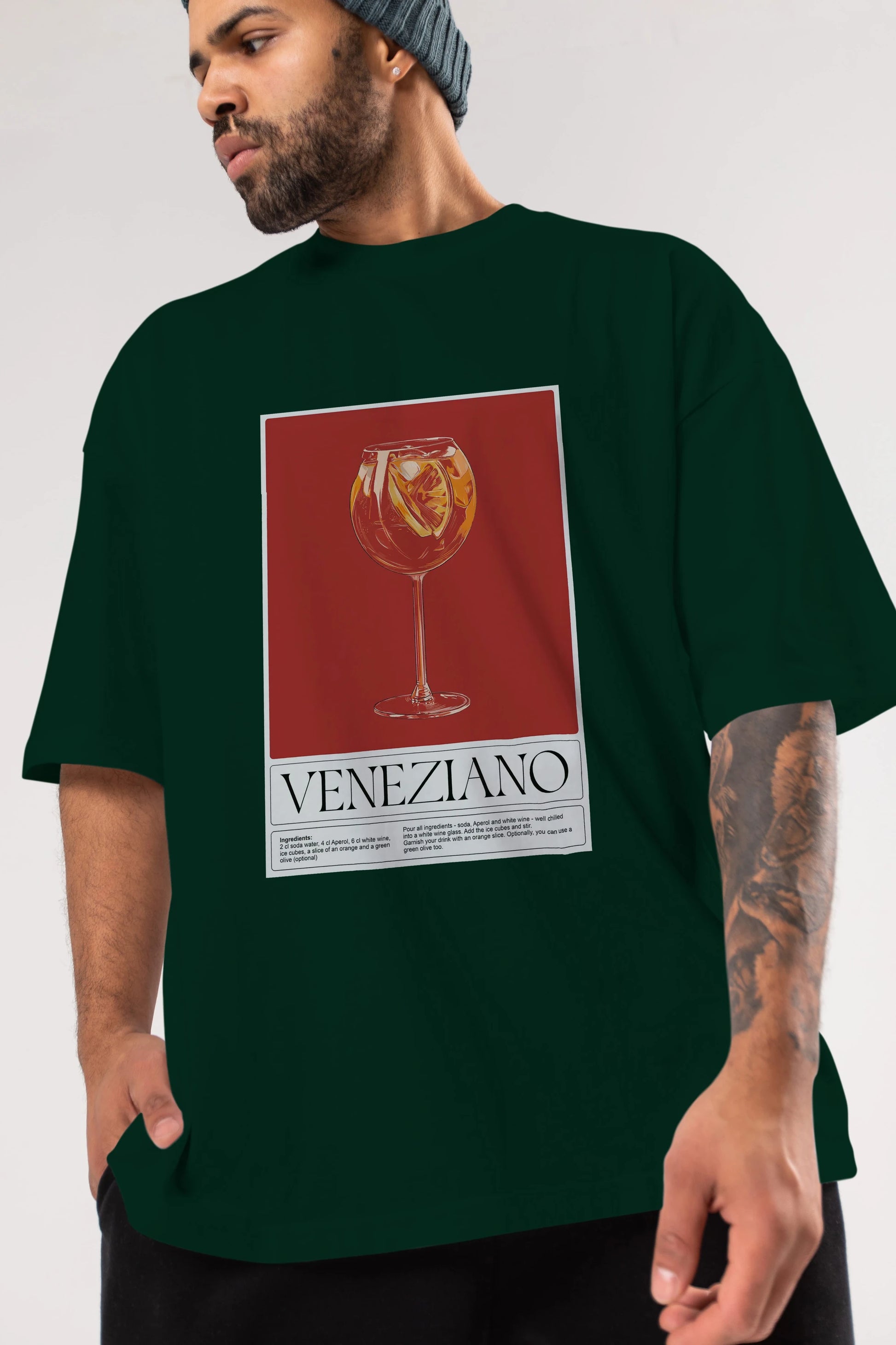 Veneziano Ön Baskılı Oversize t-shirt Erkek Kadın Unisex %100 Pamuk Bisiklet Yaka tişort