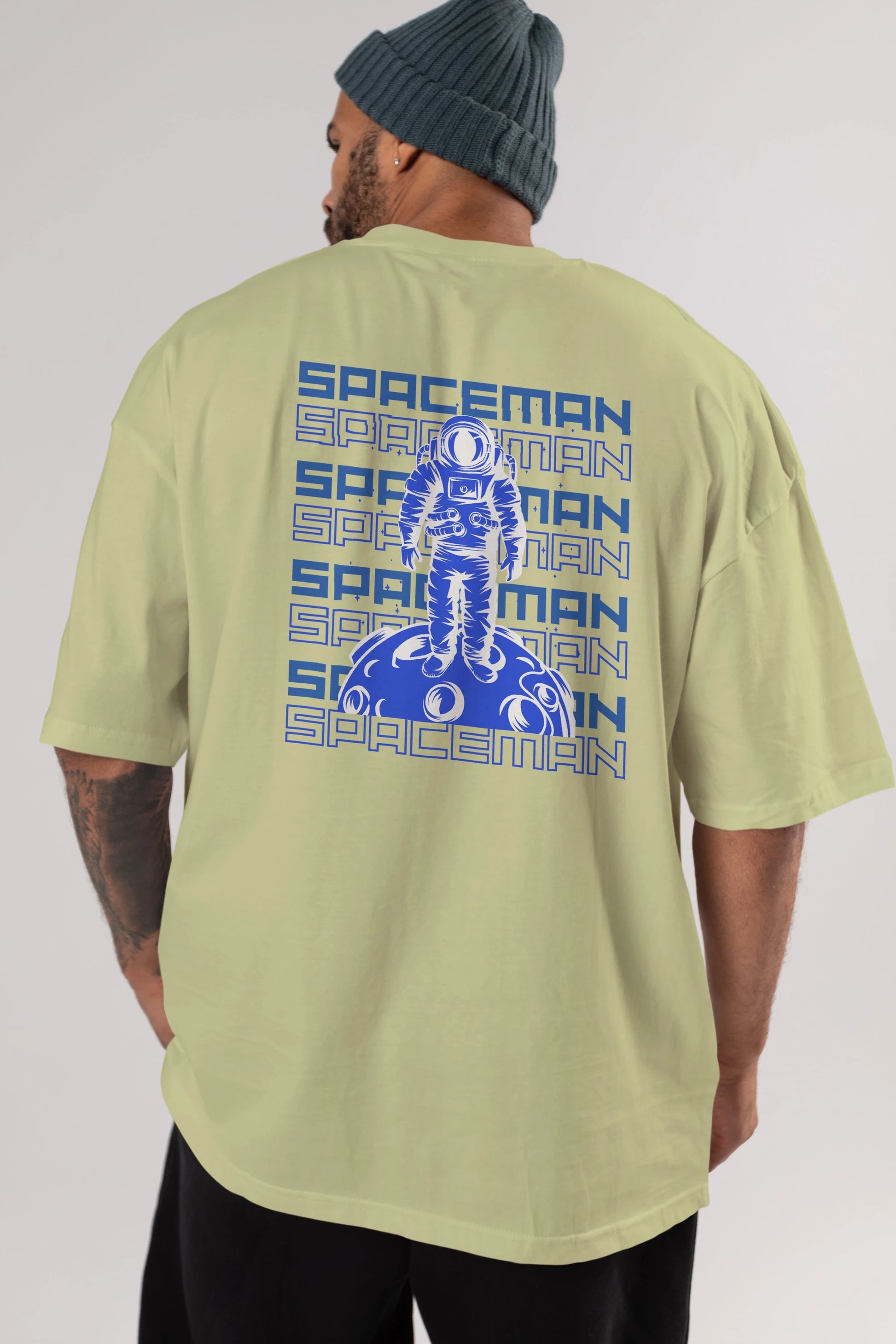 Spaceman Yazılı Arka Baskılı Oversize t-shirt Erkek Kadın Unisex
