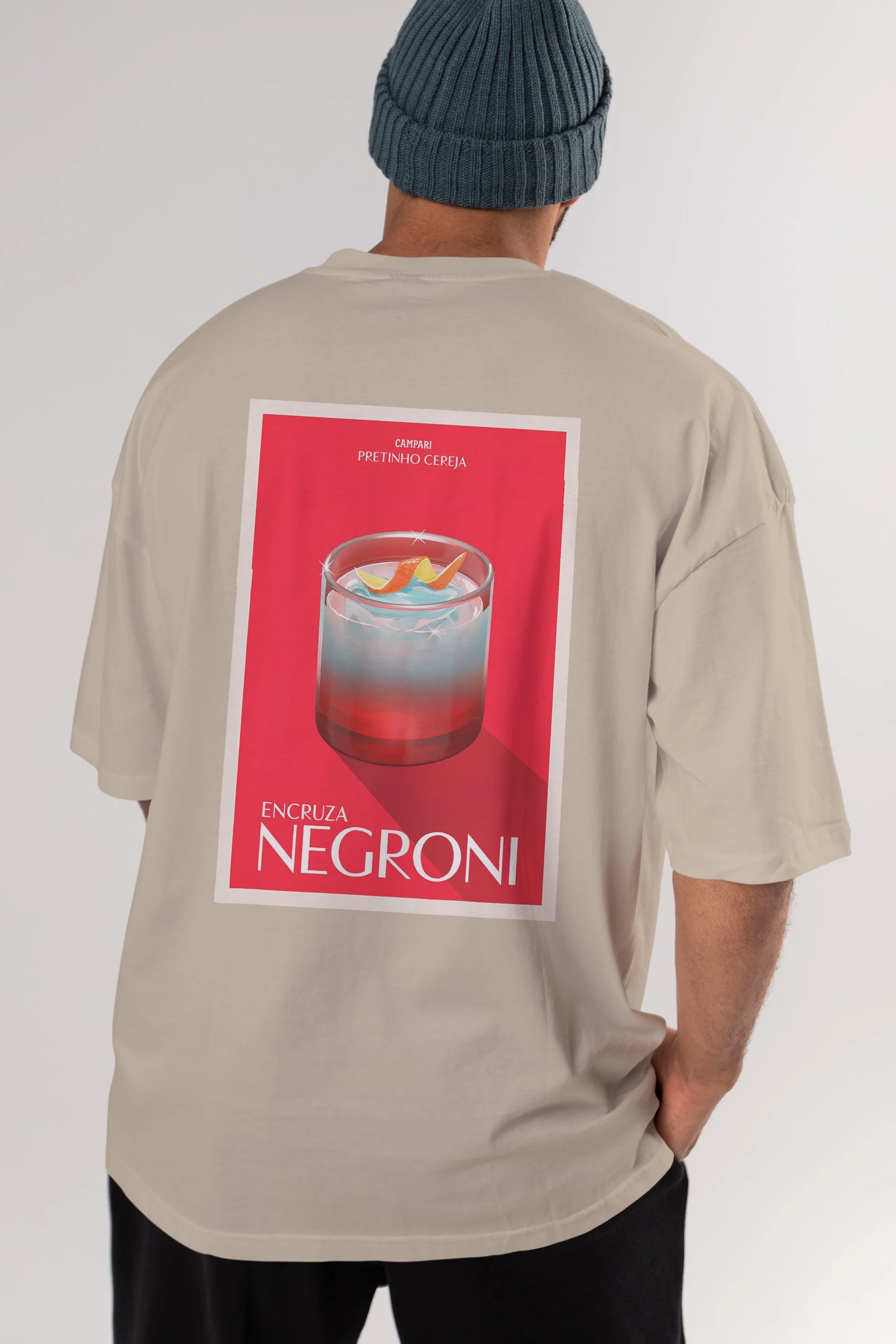 Encruza Negroni Arka Baskılı Oversize t-shirt Erkek Kadın Unisex %100 Pamuk Bisiklet Yaka tişort