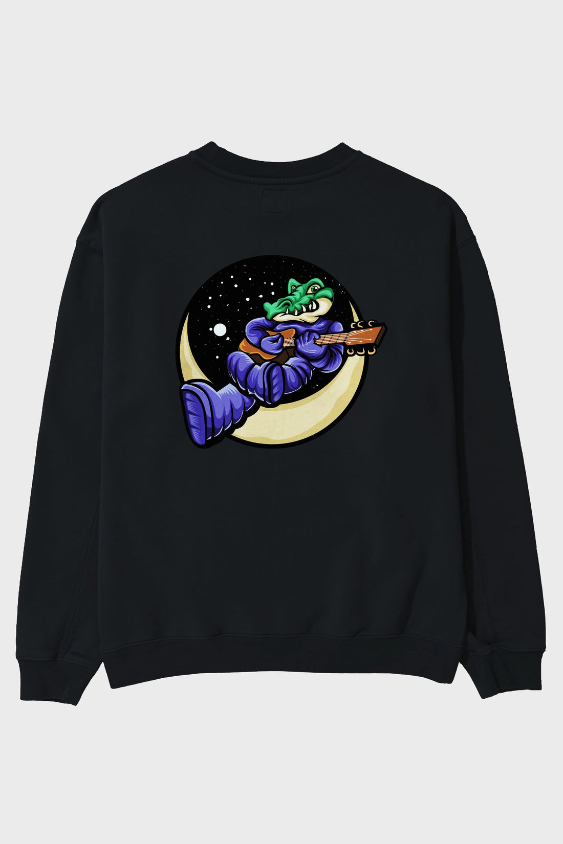 Space Crocodile Arka Baskılı Oversize Sweatshirt Erkek Kadın Unisex