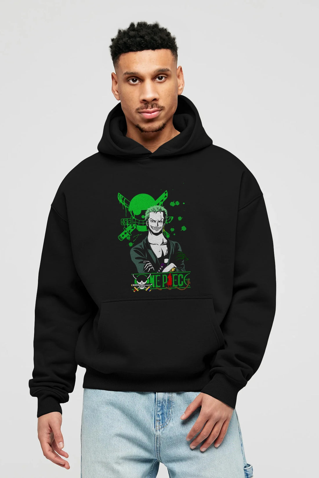Roronoa Zoro 2 Anime Ön Baskılı Hoodie Oversize Kapüşonlu Sweatshirt Erkek Kadın Unisex