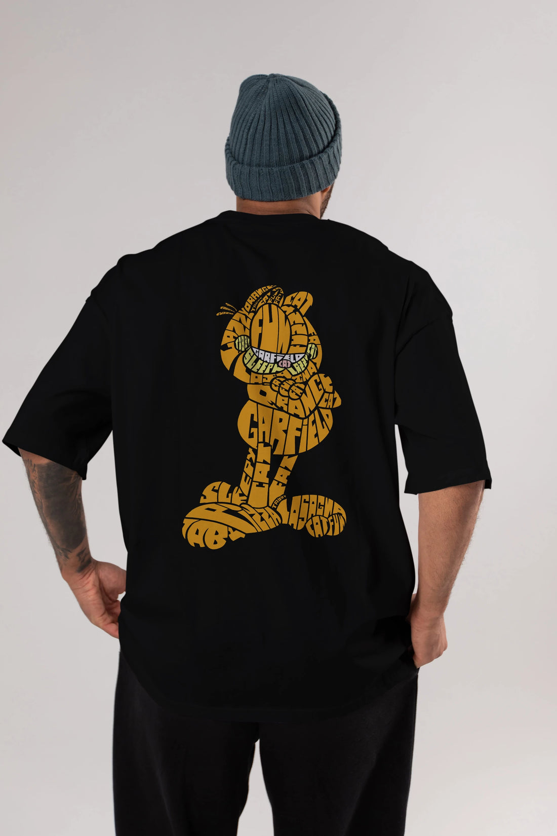 Garfield Arka Baskılı Oversize t-shirt %100 pamuk Erkek Kadın Unisex