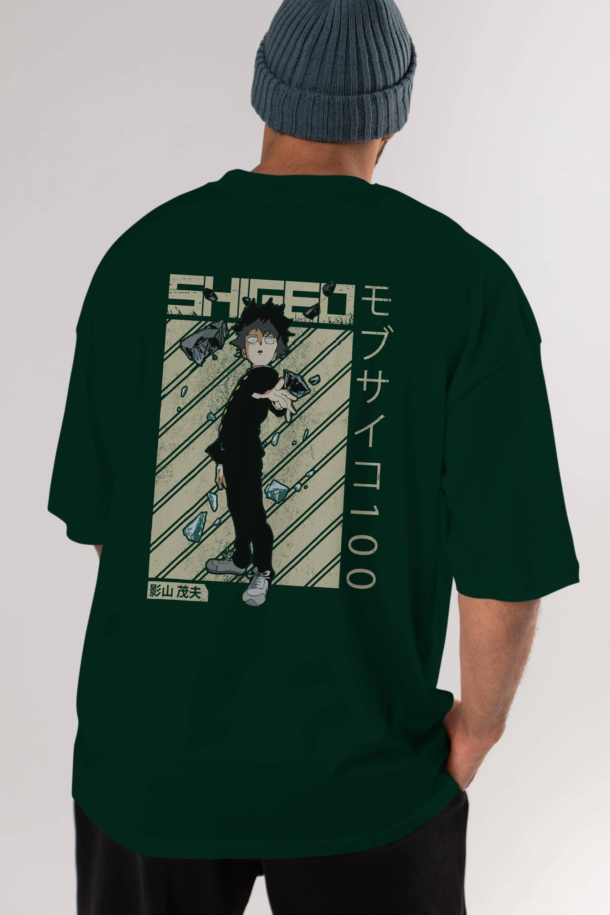 Shigeo Kageyama 3 Anime Arka Baskılı Oversize t-shirt Erkek Kadın Unisex