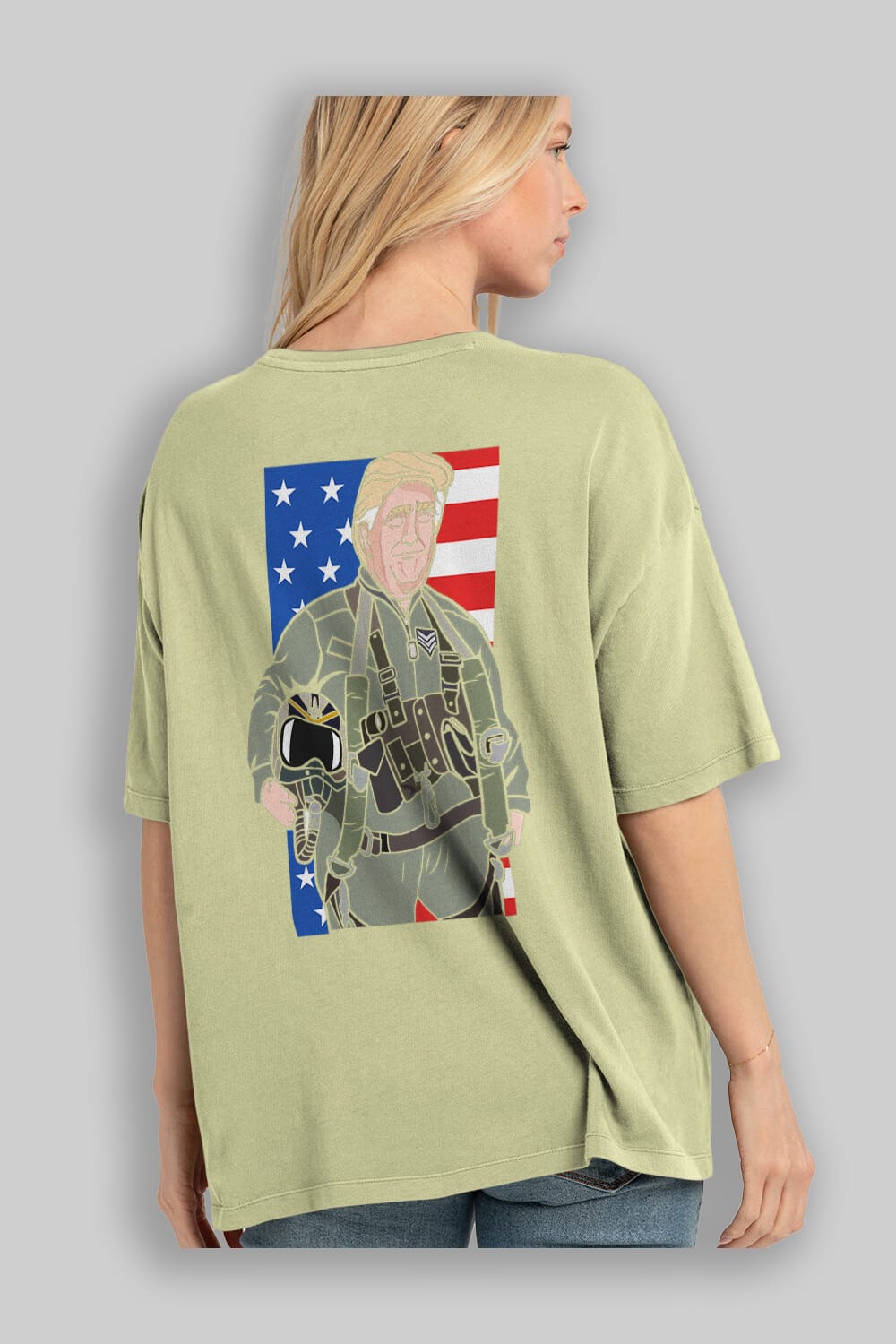 Trump Jetplane Pilot Arka Baskılı Oversize t-shirt Erkek Kadın Unisex %100 Pamuk tişort