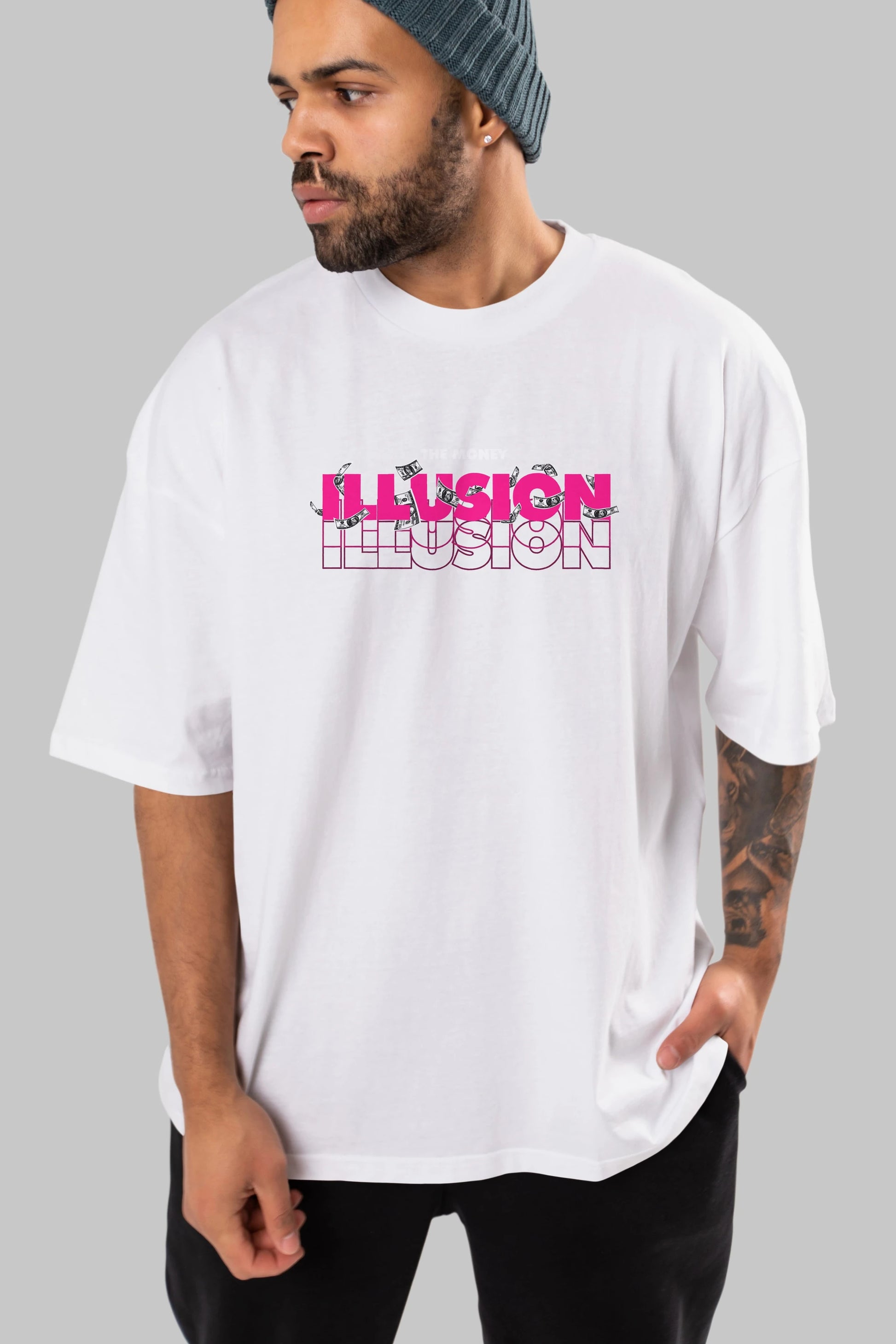 The Money Illusion Ön Baskılı Oversize t-shirt Erkek Kadın Unisex