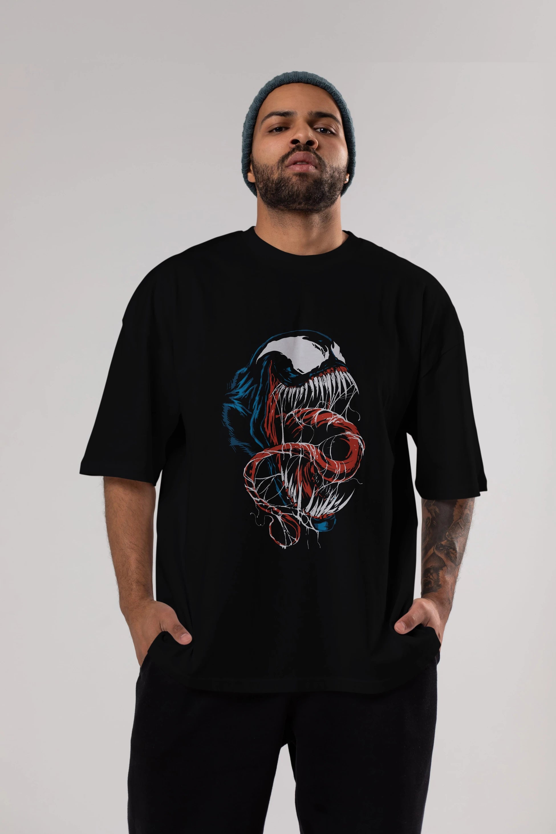 Venom (10) Ön Baskılı Oversize t-shirt Erkek Kadın Unisex %100 Pamuk Bisiklet Yaka tişort