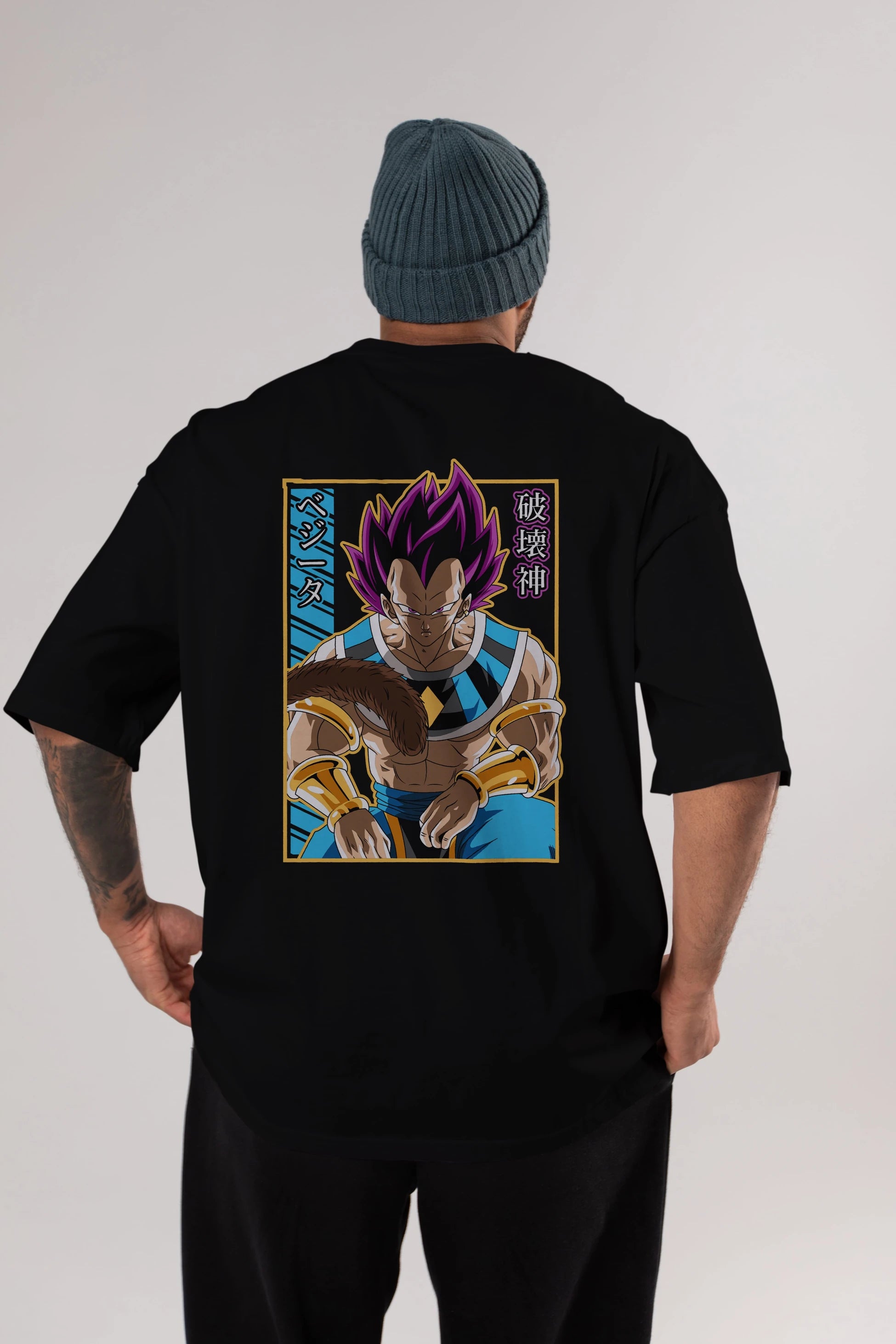 DragonBall VegetaHakaishin Anime Arka Baskılı Oversize t-shirt Erkek Kadın Unisex