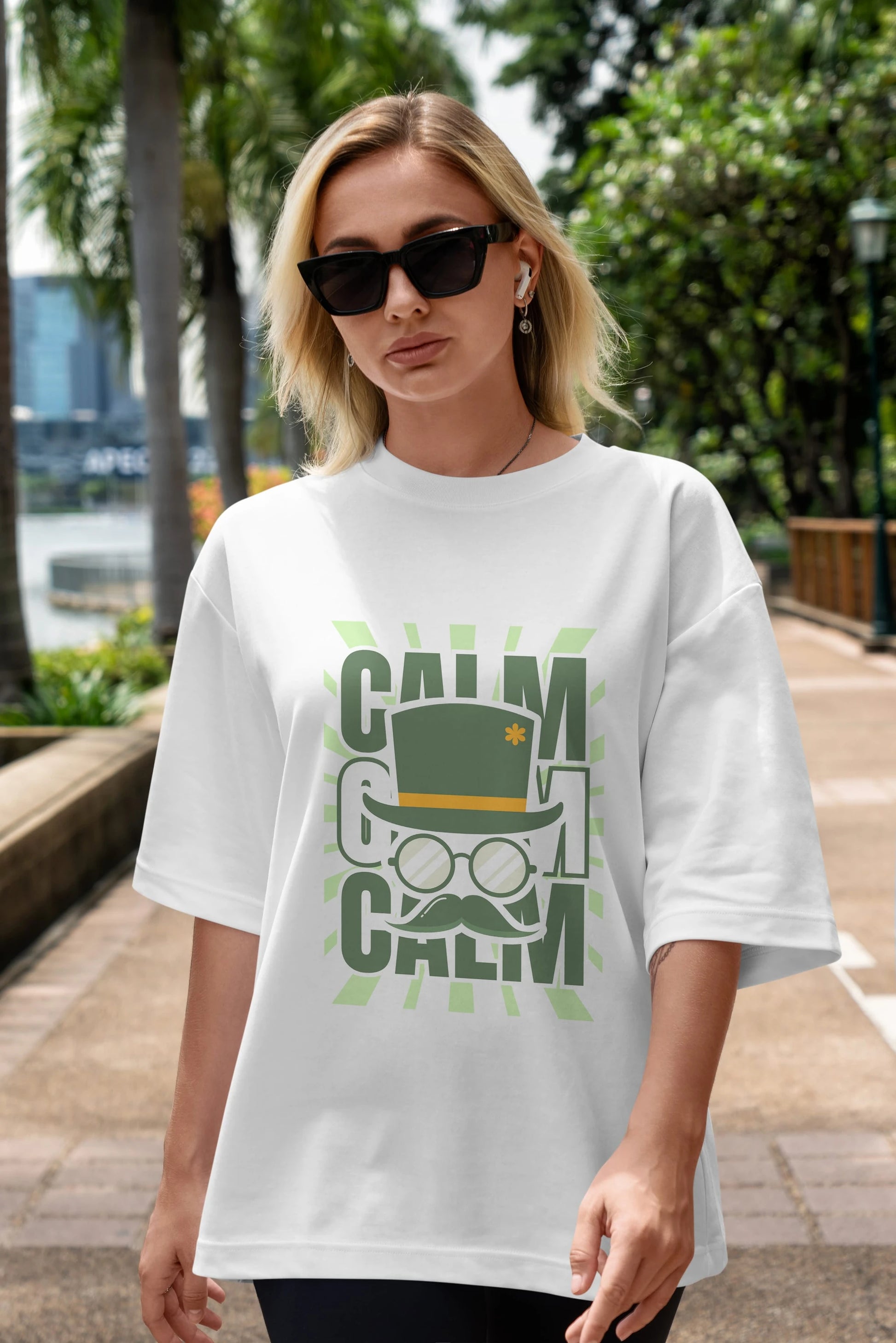 Calm Yazılı Ön Baskılı Oversize t-shirt Erkek Kadın Unisex