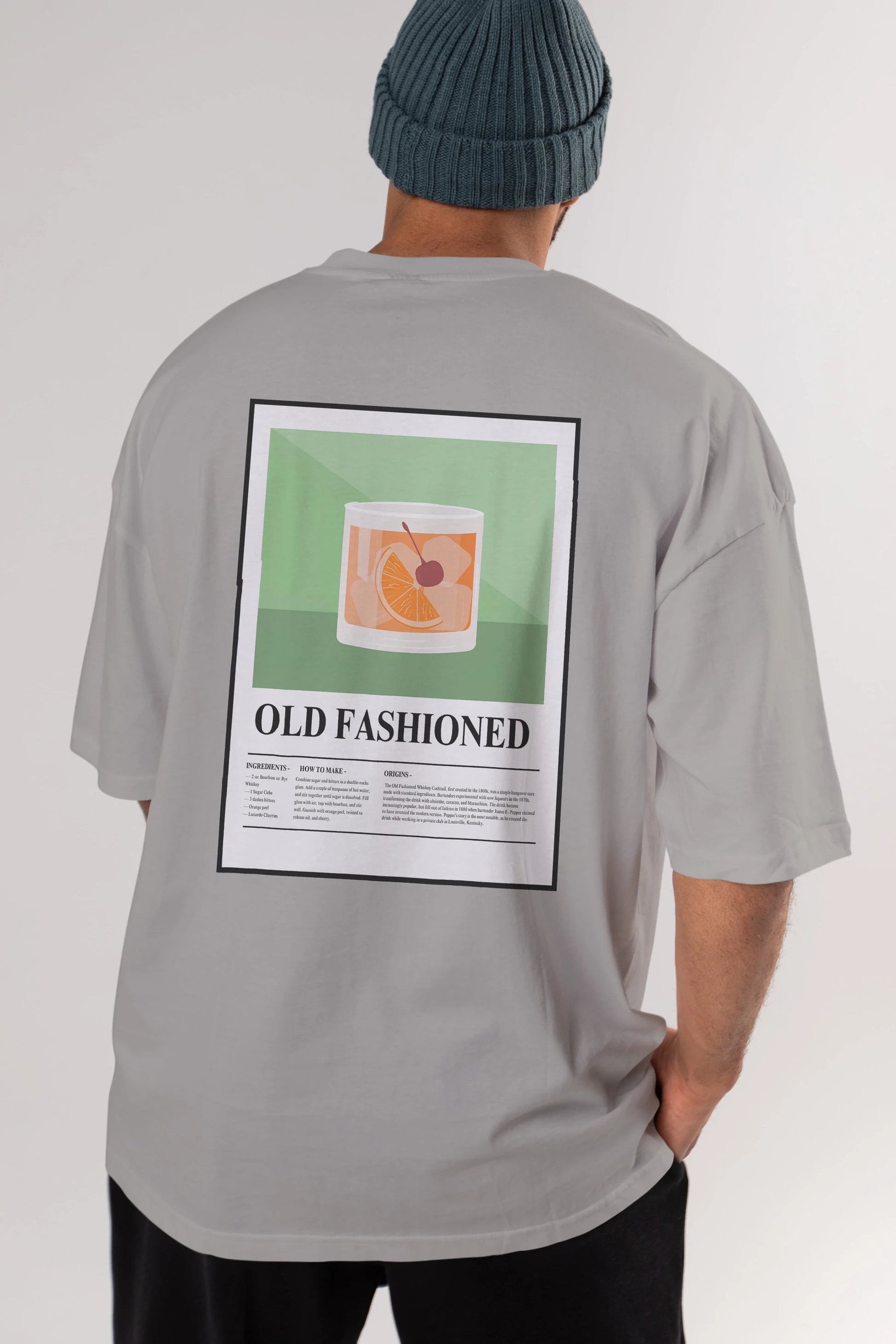 Old Fashioned Arka Baskılı Oversize t-shirt Erkek Kadın Unisex %100 Pamuk Bisiklet Yaka tişort