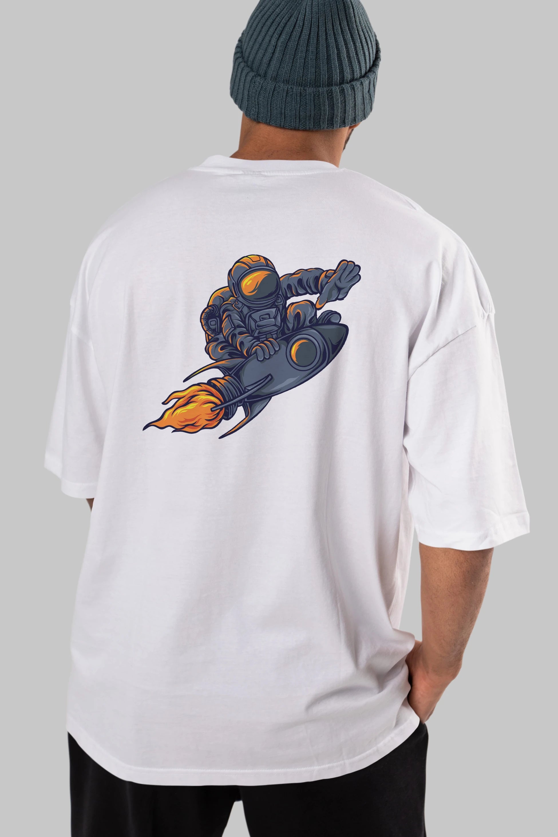 Astrocket Illustration Tshirt Arka Baskılı Oversize t-shirt Erkek Kadın Unisex