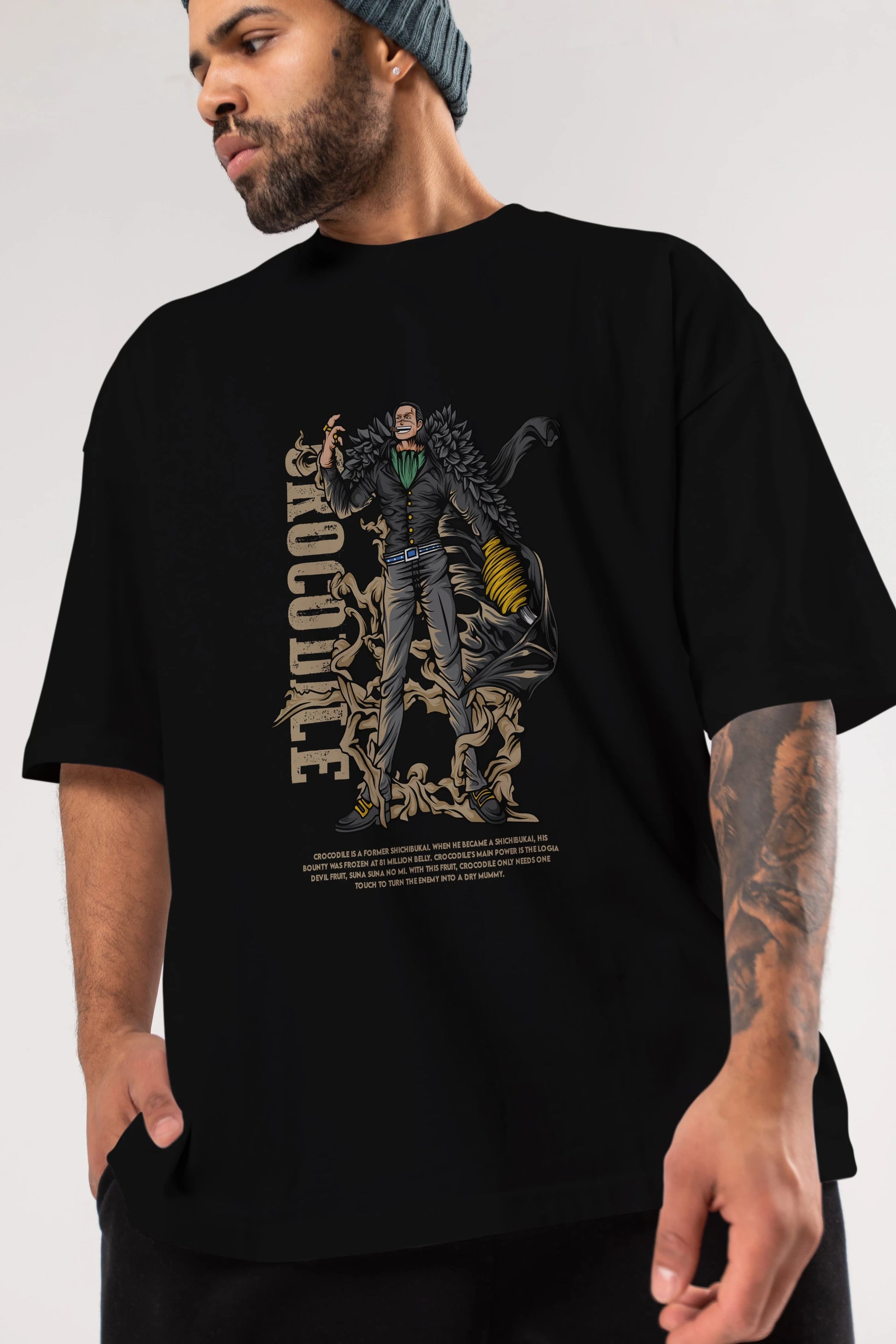 Crocodile Anime Ön Baskılı Oversize t-shirt %100 pamuk Erkek Kadın Unisex