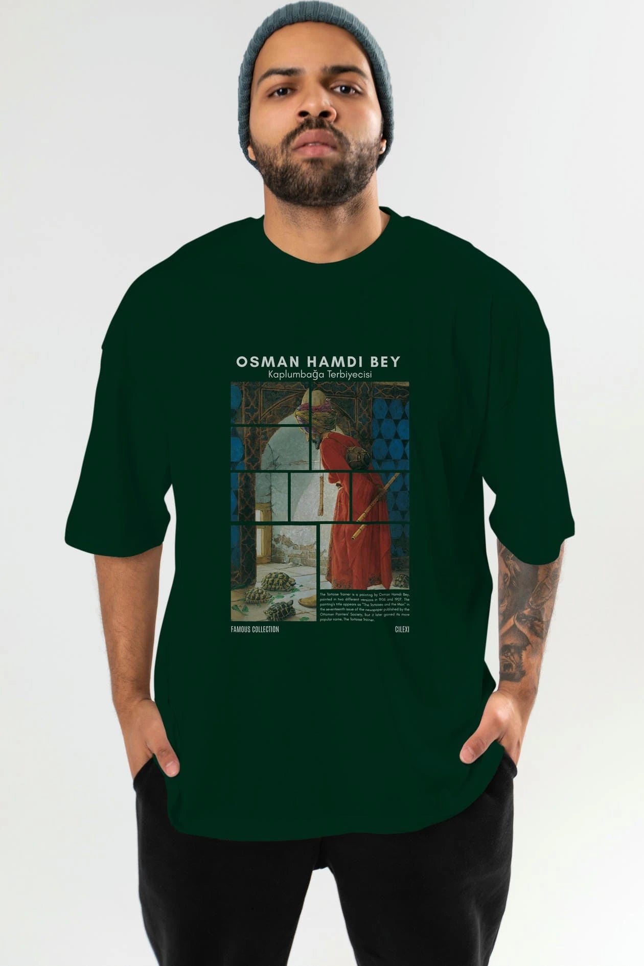 Osman Hamdi Bey ön Baskılı Oversize t-shirt Erkek Kadın Bisiklet Yaka Pamuk tişort