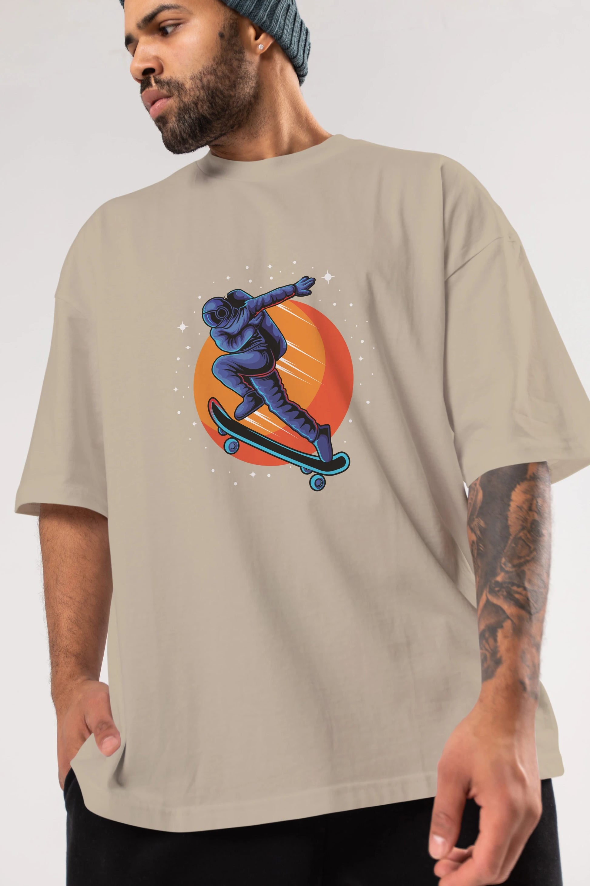 Astroskate Run Ön Baskılı Oversize t-shirt Erkek Kadın Unisex