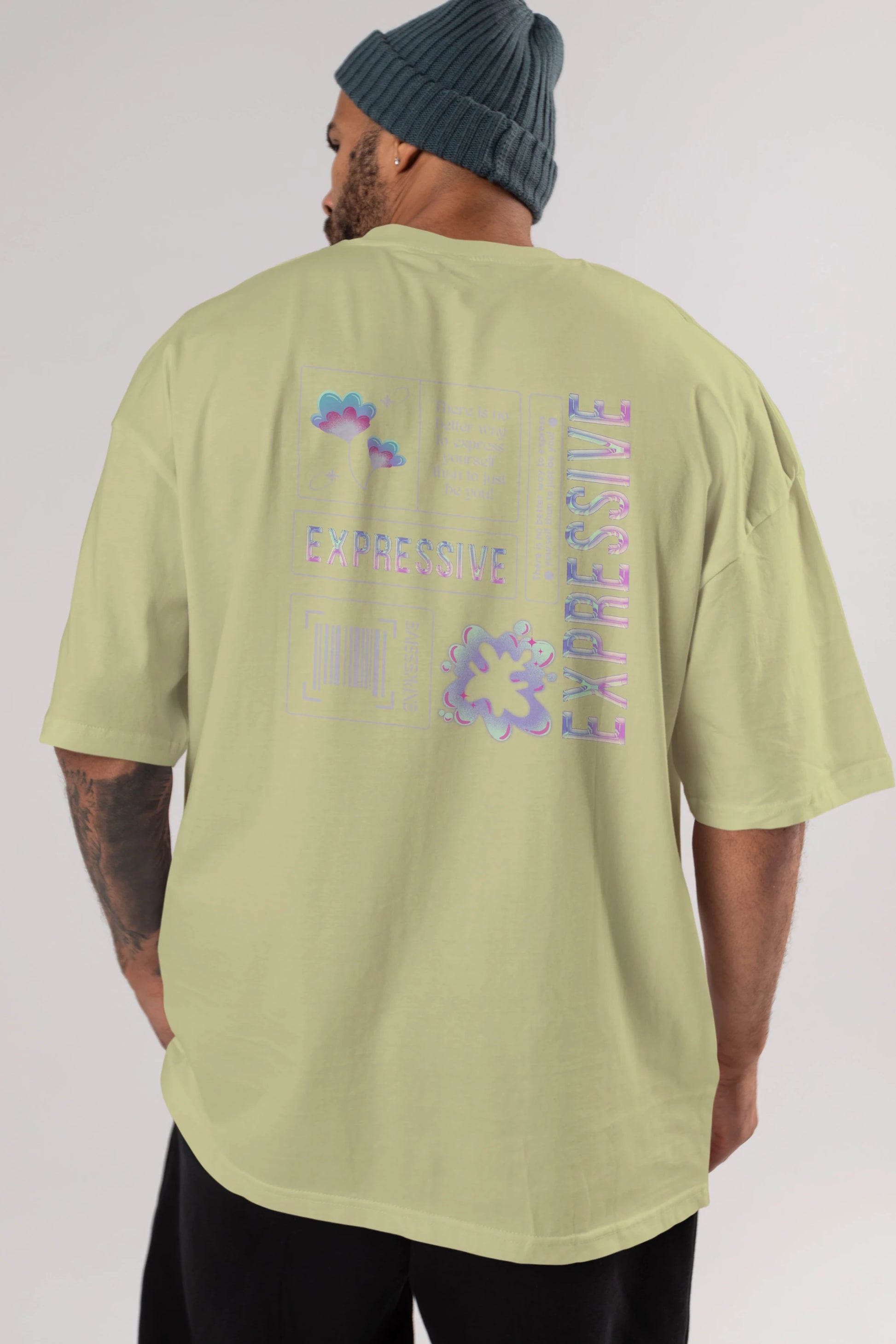 Expressive Streetwear Arka Baskılı Oversize t-shirt Erkek Kadın Unisex