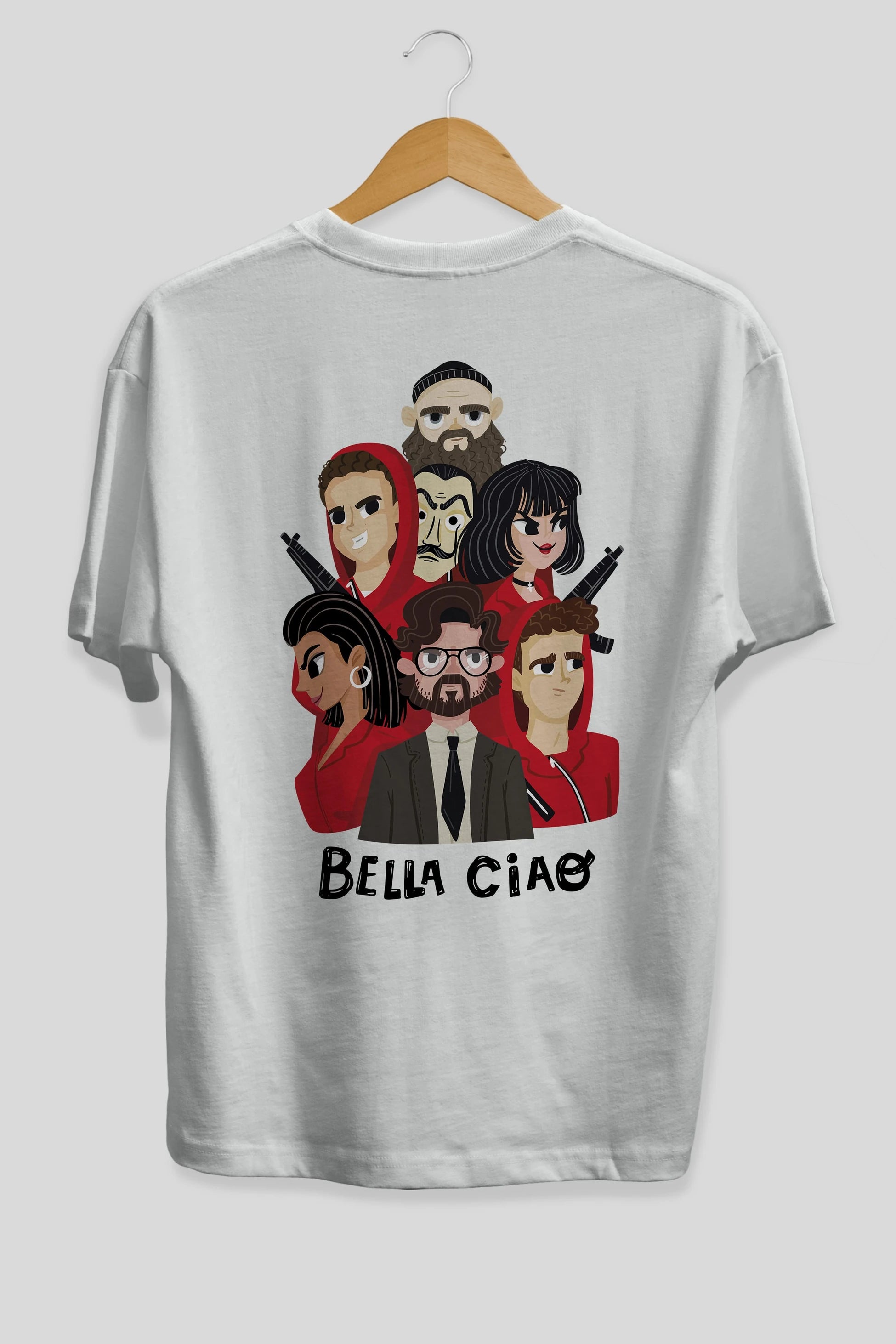 La Casa De Papel (13) Arka Baskılı Oversize t-shirt Erkek Kadın Unisex %100 Pamuk Bisiklet Yaka tişort