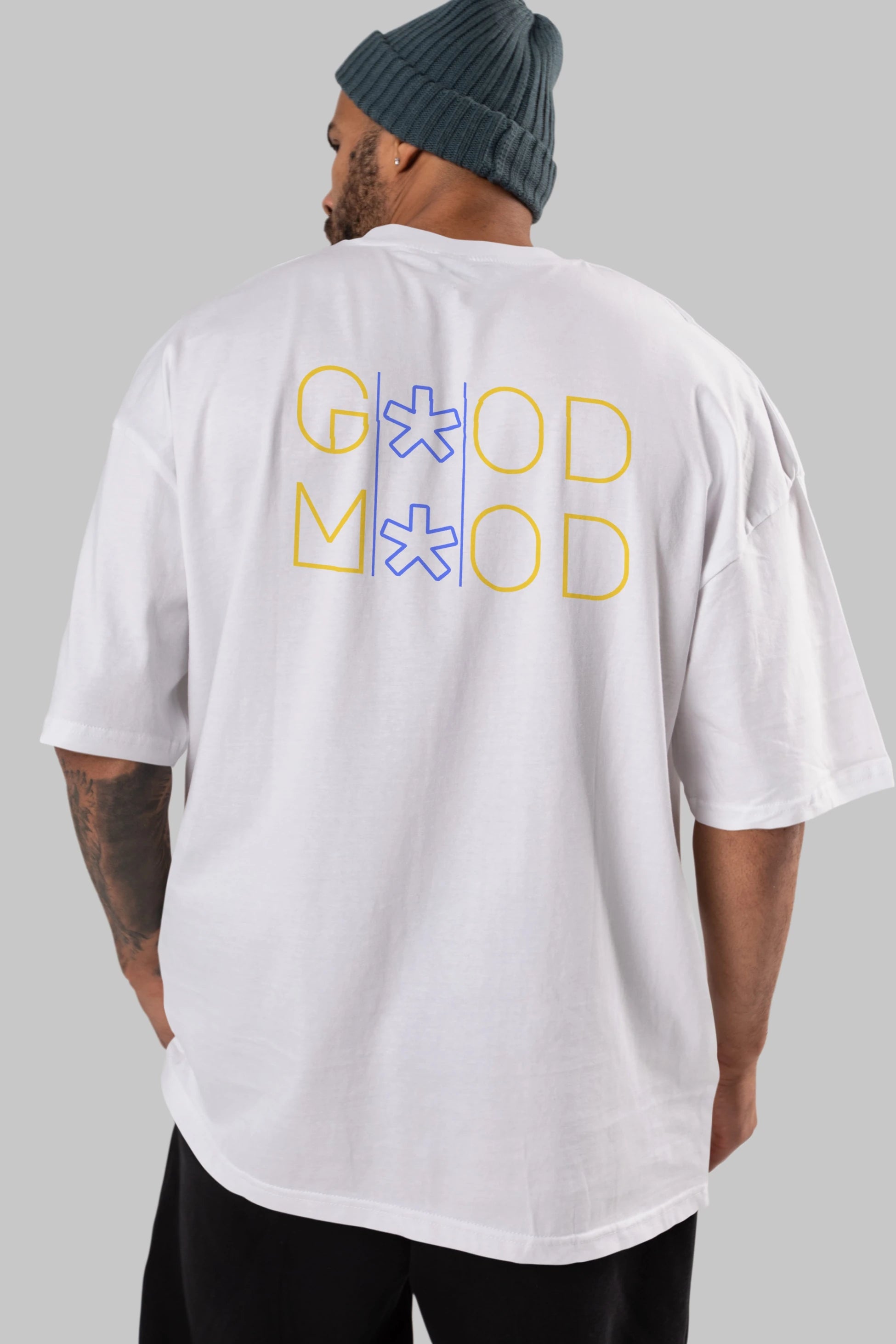 Good Mood Yazılı Arka Baskılı Oversize t-shirt Erkek Kadın Unisex
