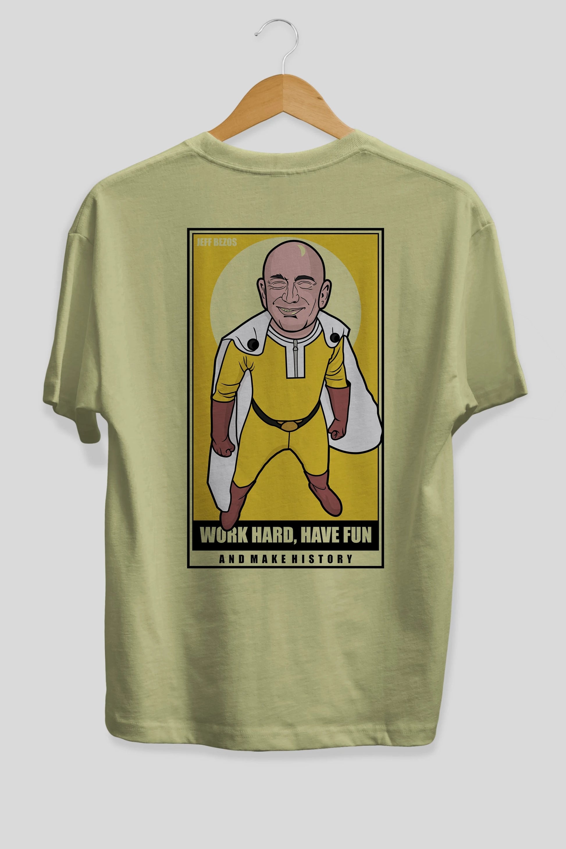 Jeff Bezos Saitama Arka Baskılı Oversize t-shirt Erkek Kadın Unisex %100 Pamuk tişort