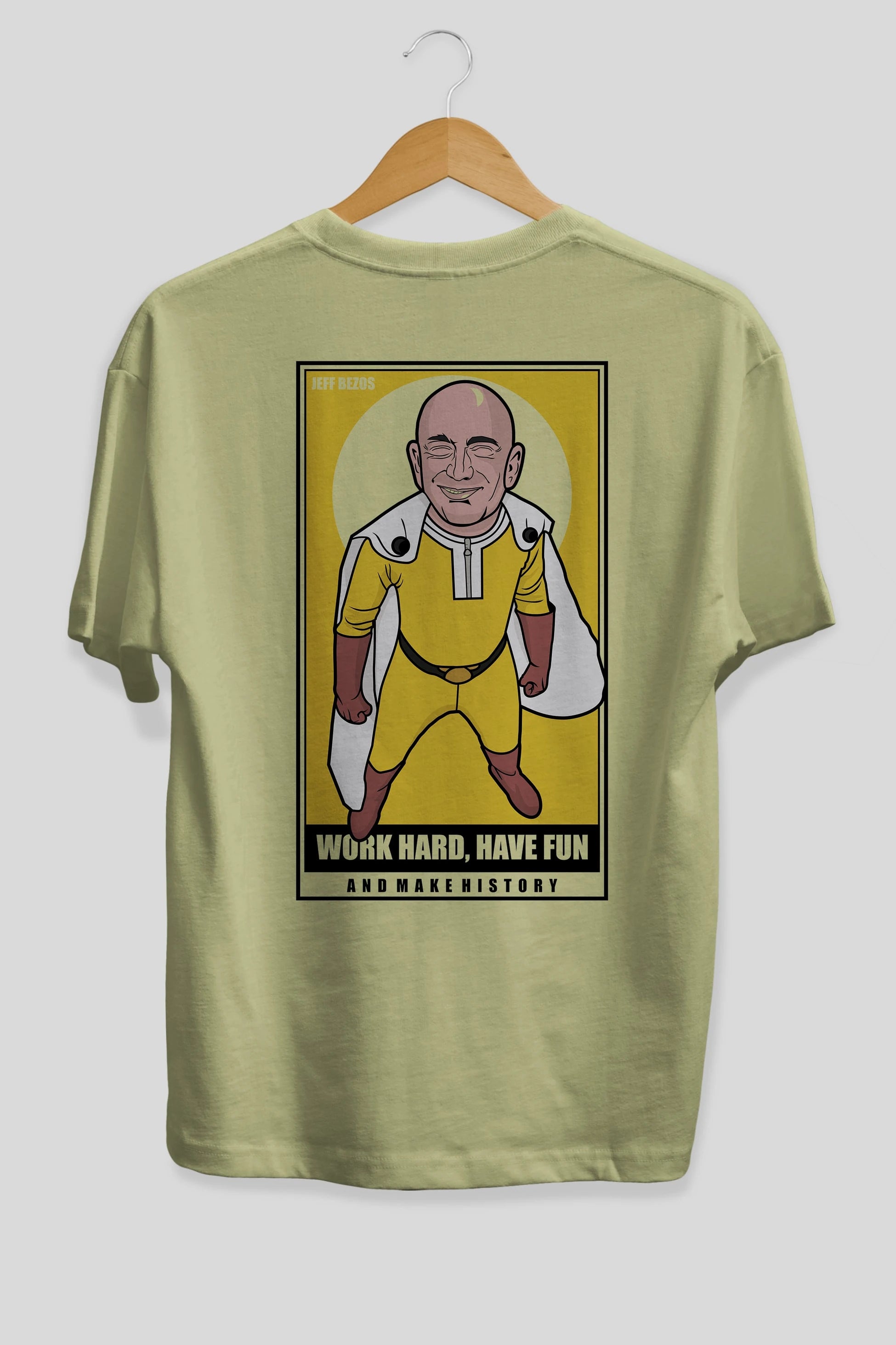 Jeff Bezos Saitama Arka Baskılı Oversize t-shirt Erkek Kadın Unisex %100 Pamuk tişort