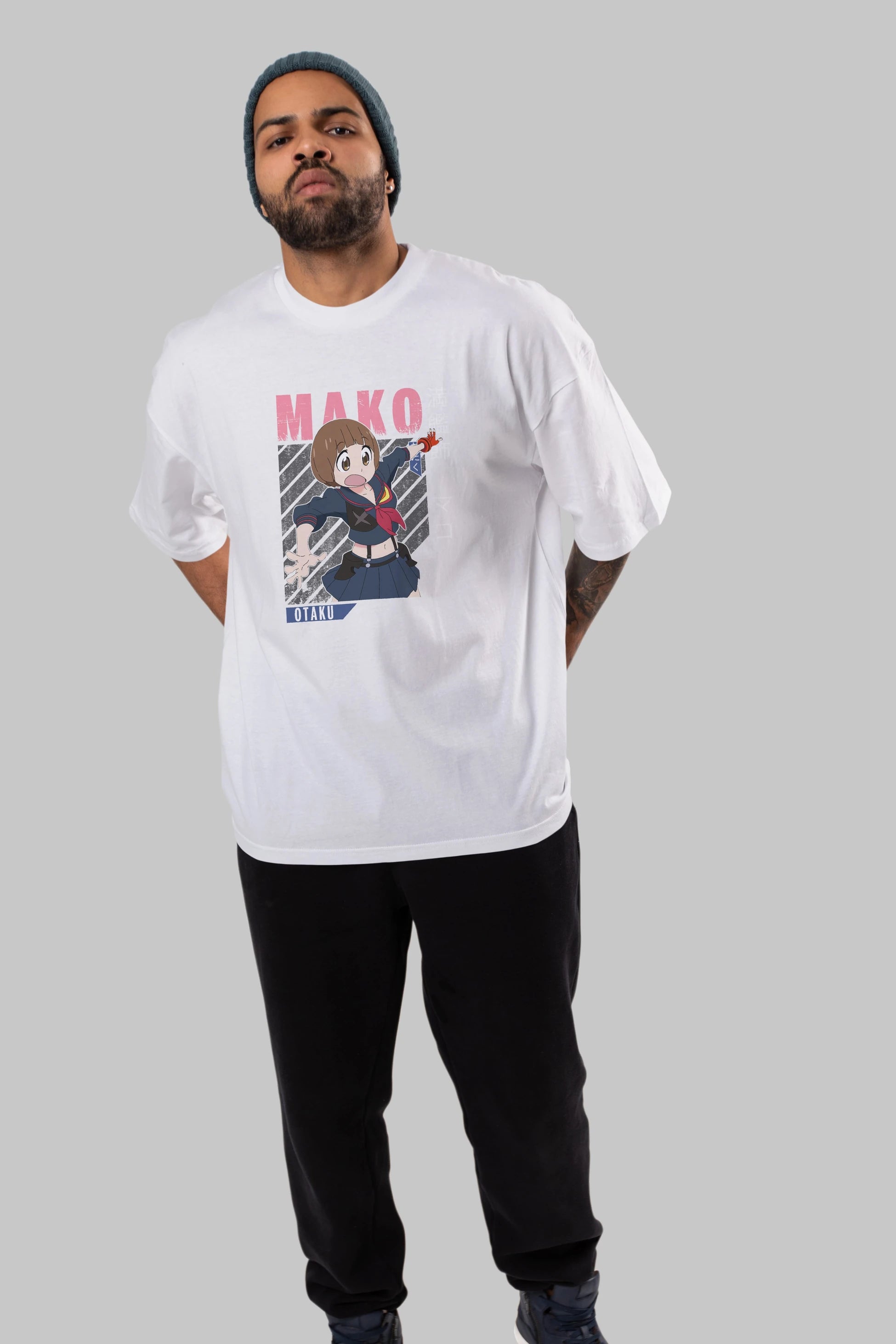 Mako Mankanshoku 2 Anime Ön Baskılı Oversize t-shirt %100 pamuk Erkek Kadın Unisex