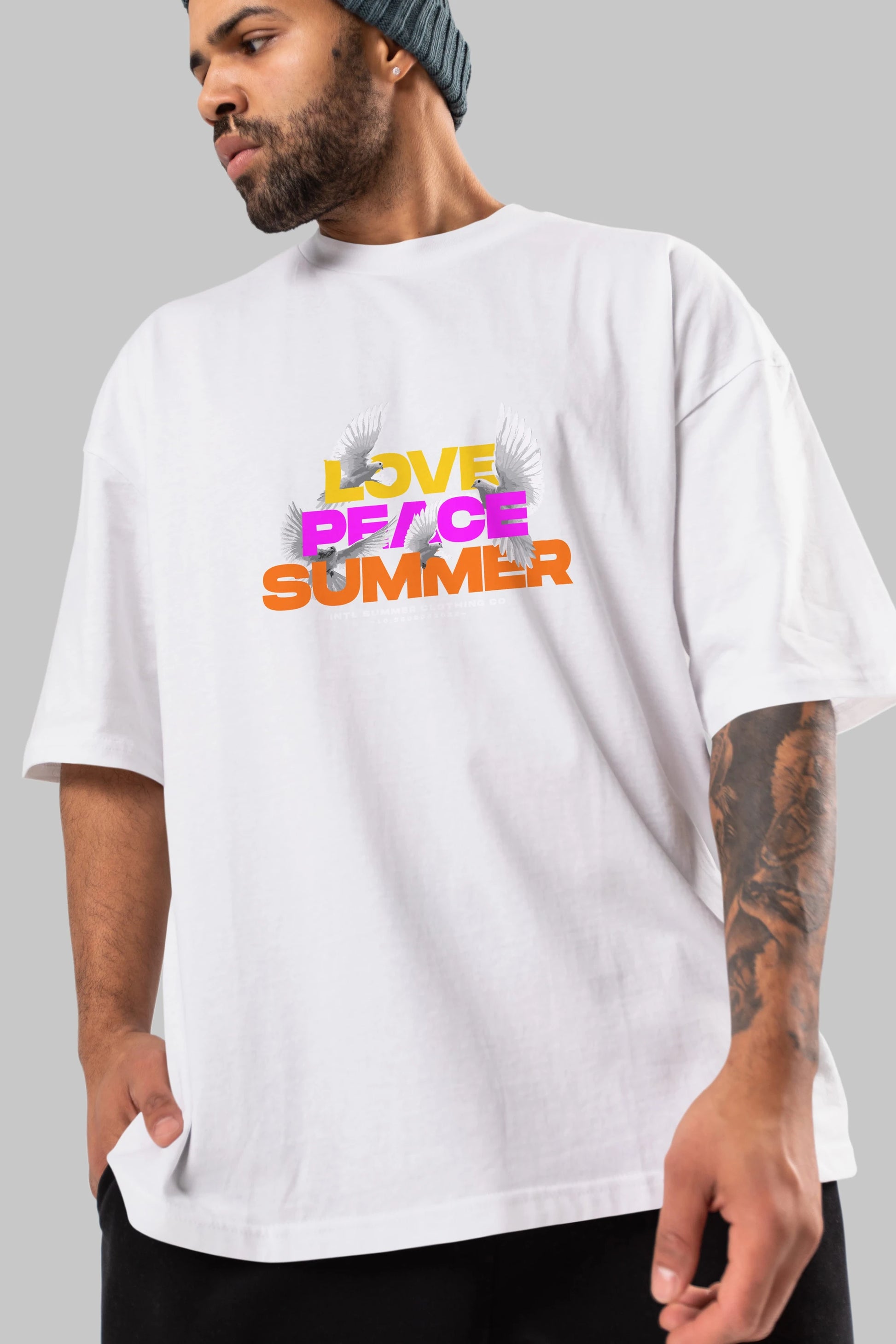 Love Peace Summer Ön Baskılı Oversize t-shirt Erkek Kadın Unisex