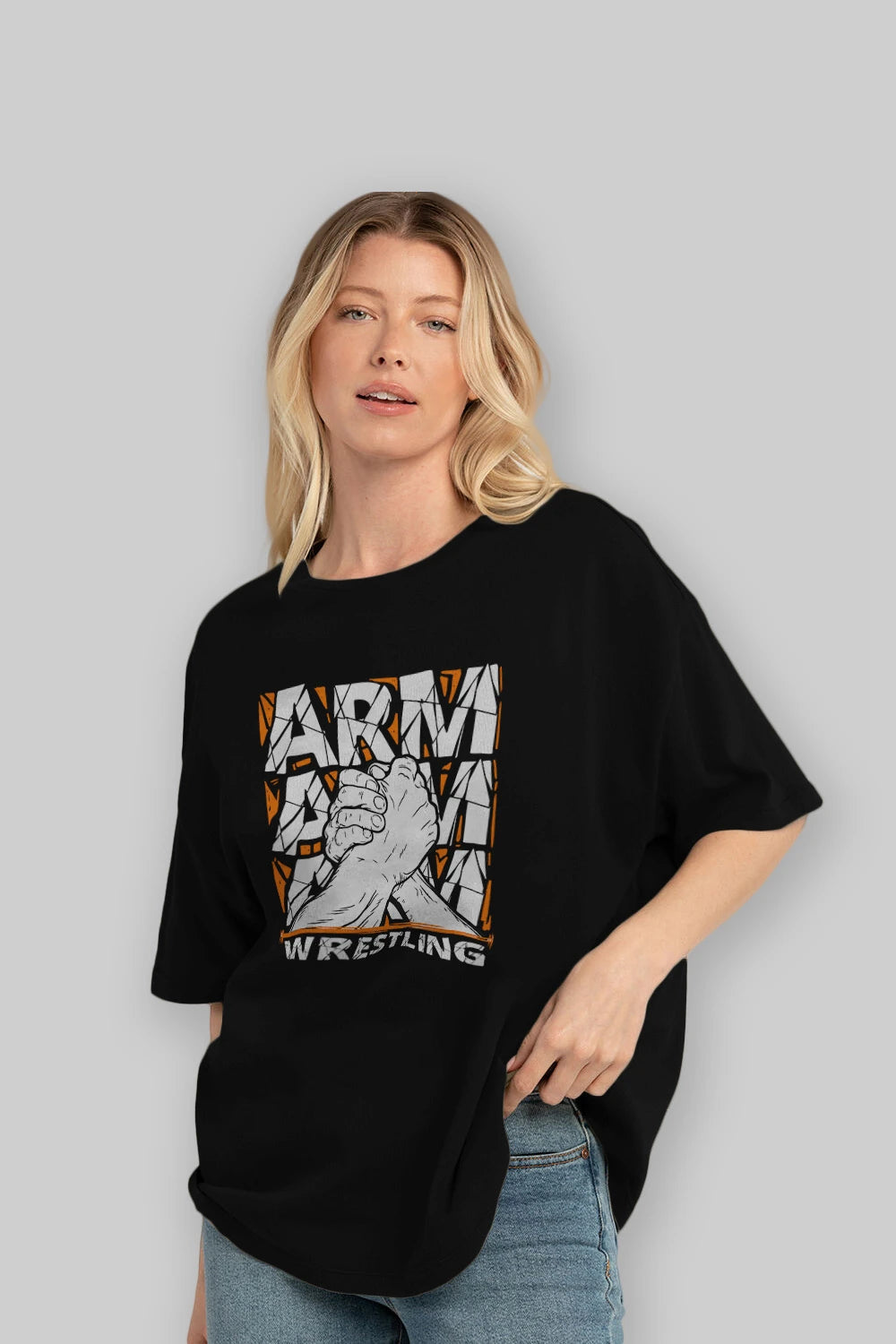 Arm Wrestling Ön Baskılı Oversize t-shirt Erkek Kadın Unisex