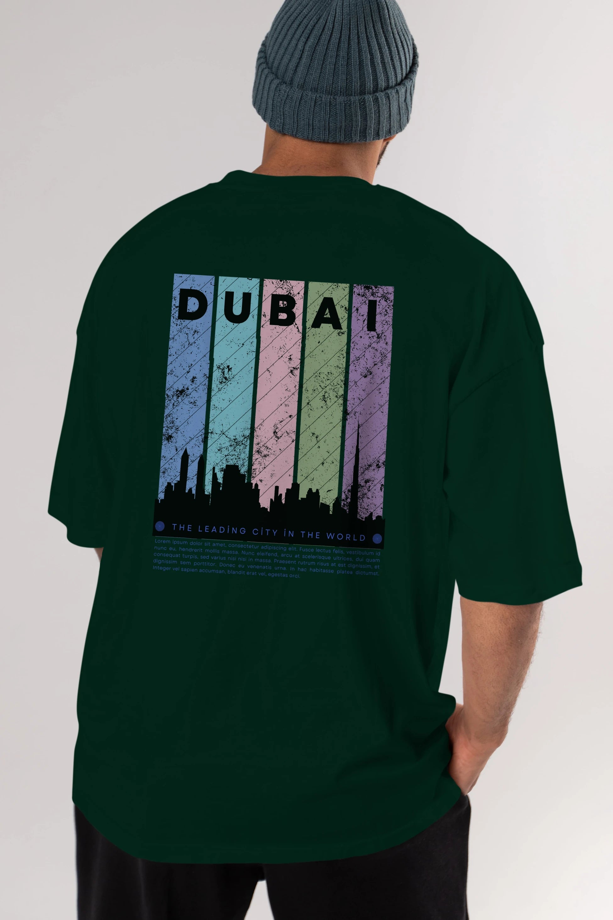 Dubai Yazılı Arka Baskılı Oversize t-shirt Erkek Kadın Unisex