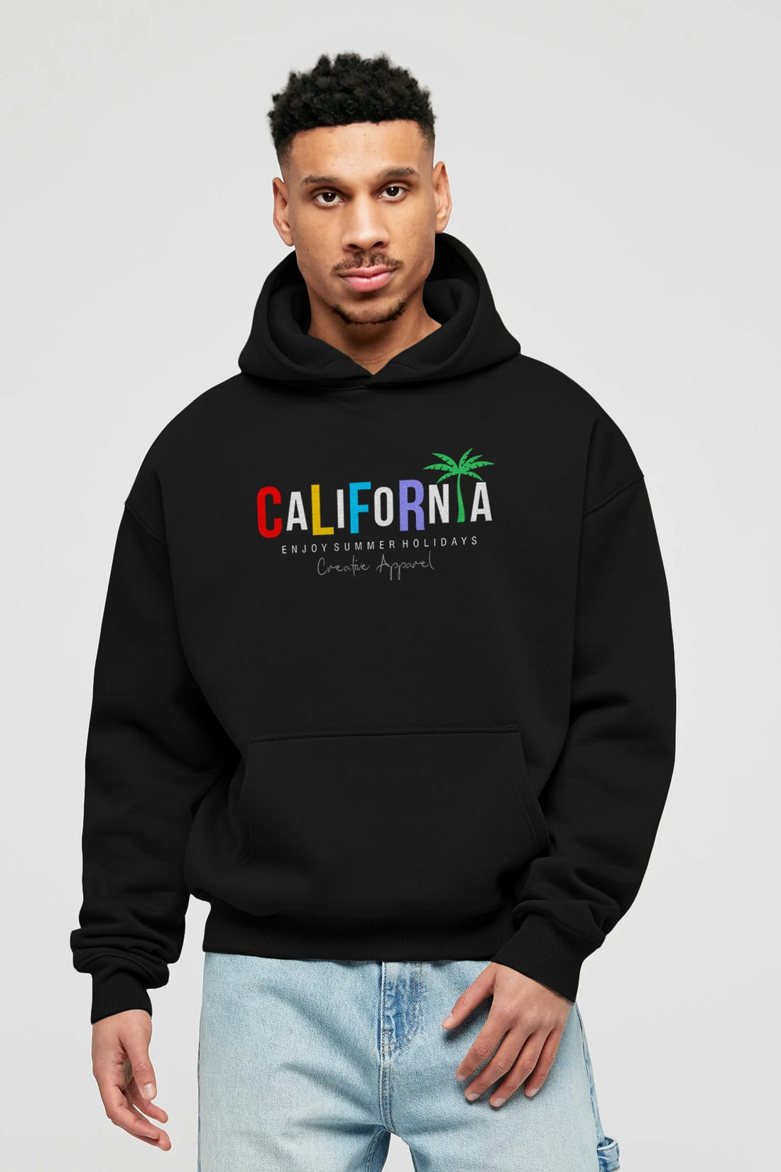California 2 Ön Baskılı Oversize Hoodie Kapüşonlu Sweatshirt Erkek Kadın Unisex