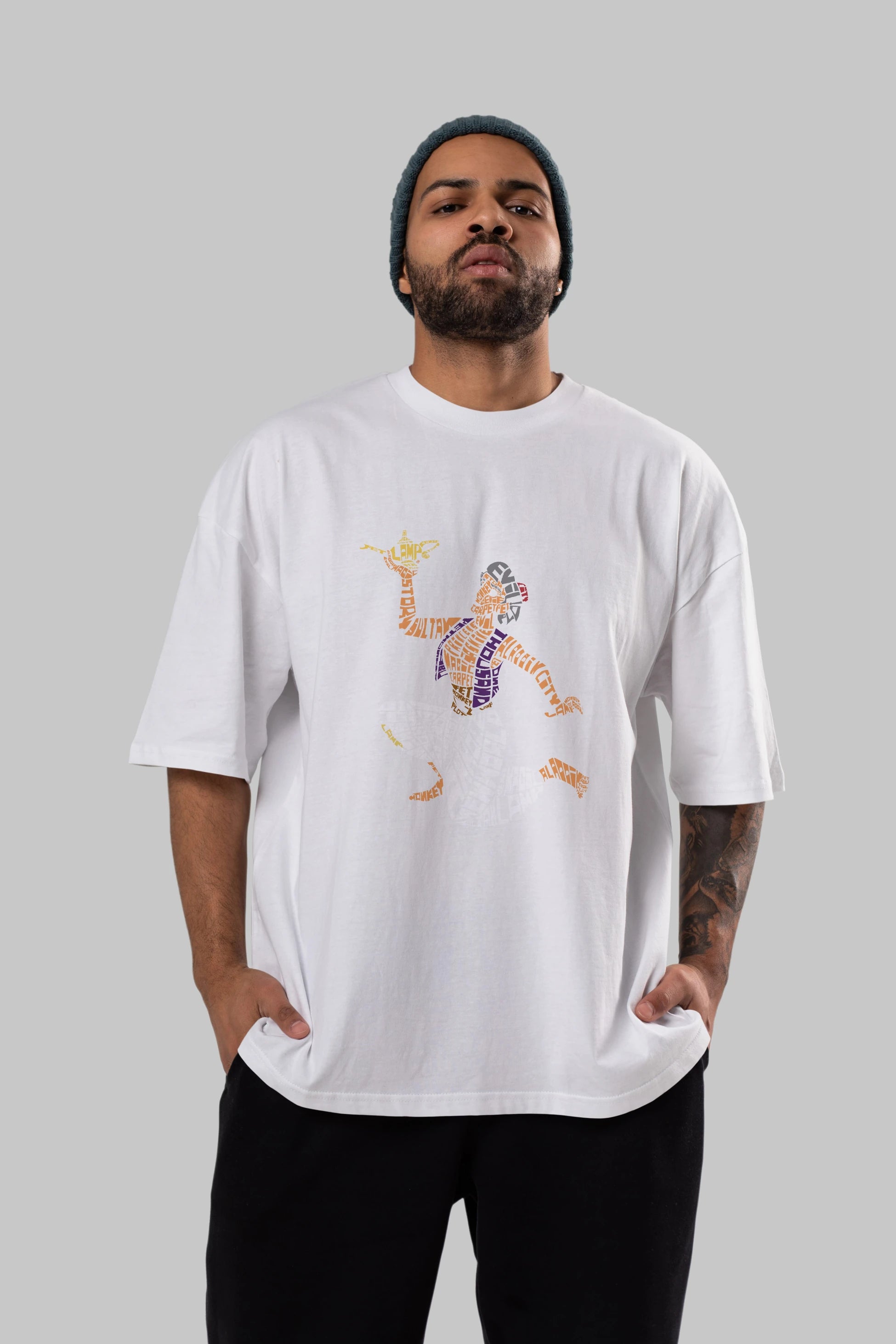 Aladdin Ön Baskılı Oversize t-shirt %100 pamuk Erkek Kadın Unisex