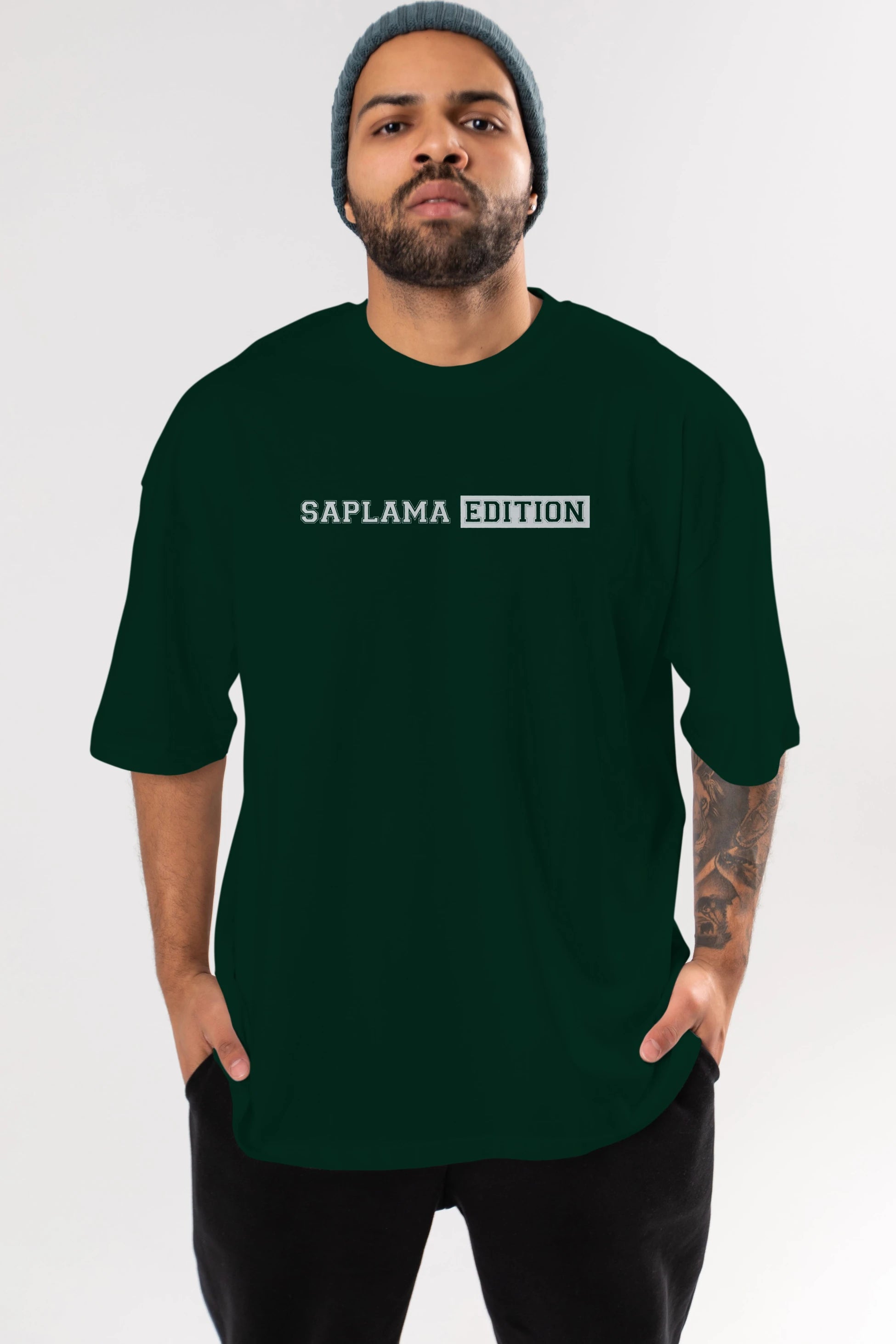 Saplama Edition Ön Baskılı Oversize t-shirt %100 pamuk Erkek Kadın Unisex