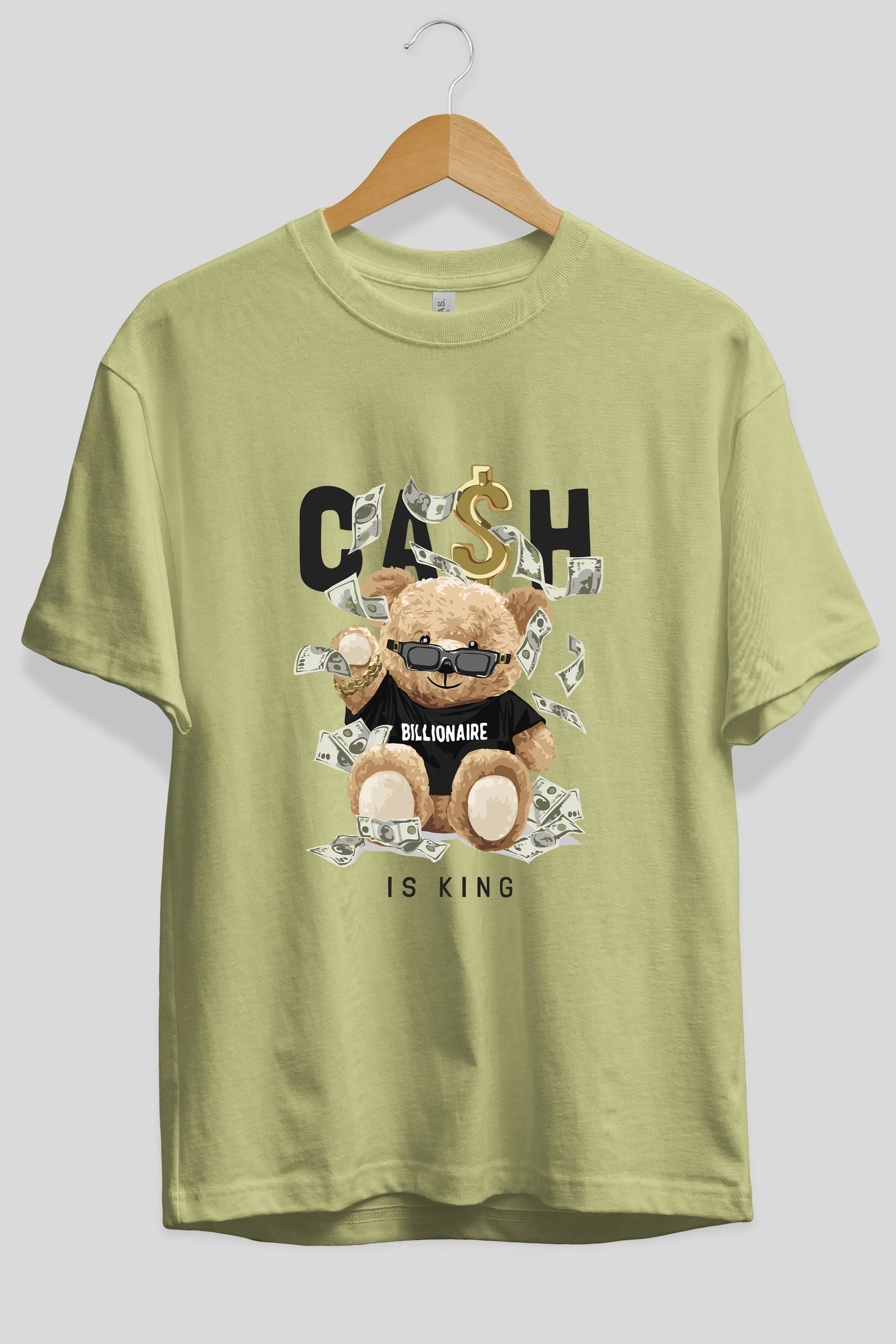 Teddy Bear Billionaire Ön Baskılı Oversize t-shirt Erkek Kadın Unisex %100 Pamuk