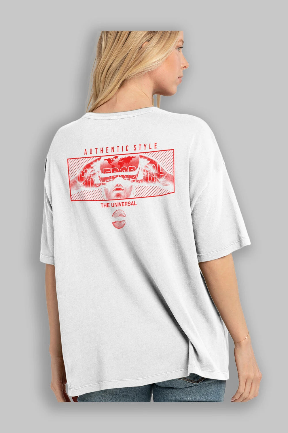 Cyberspace Arka Baskılı Oversize t-shirt Erkek Kadın Unisex