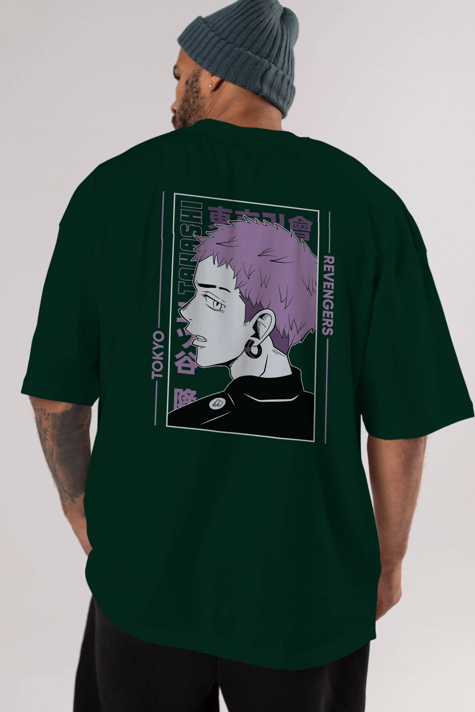Takashi Mitsuya Anime Arka Baskılı Oversize t-shirt Erkek Kadın Unisex