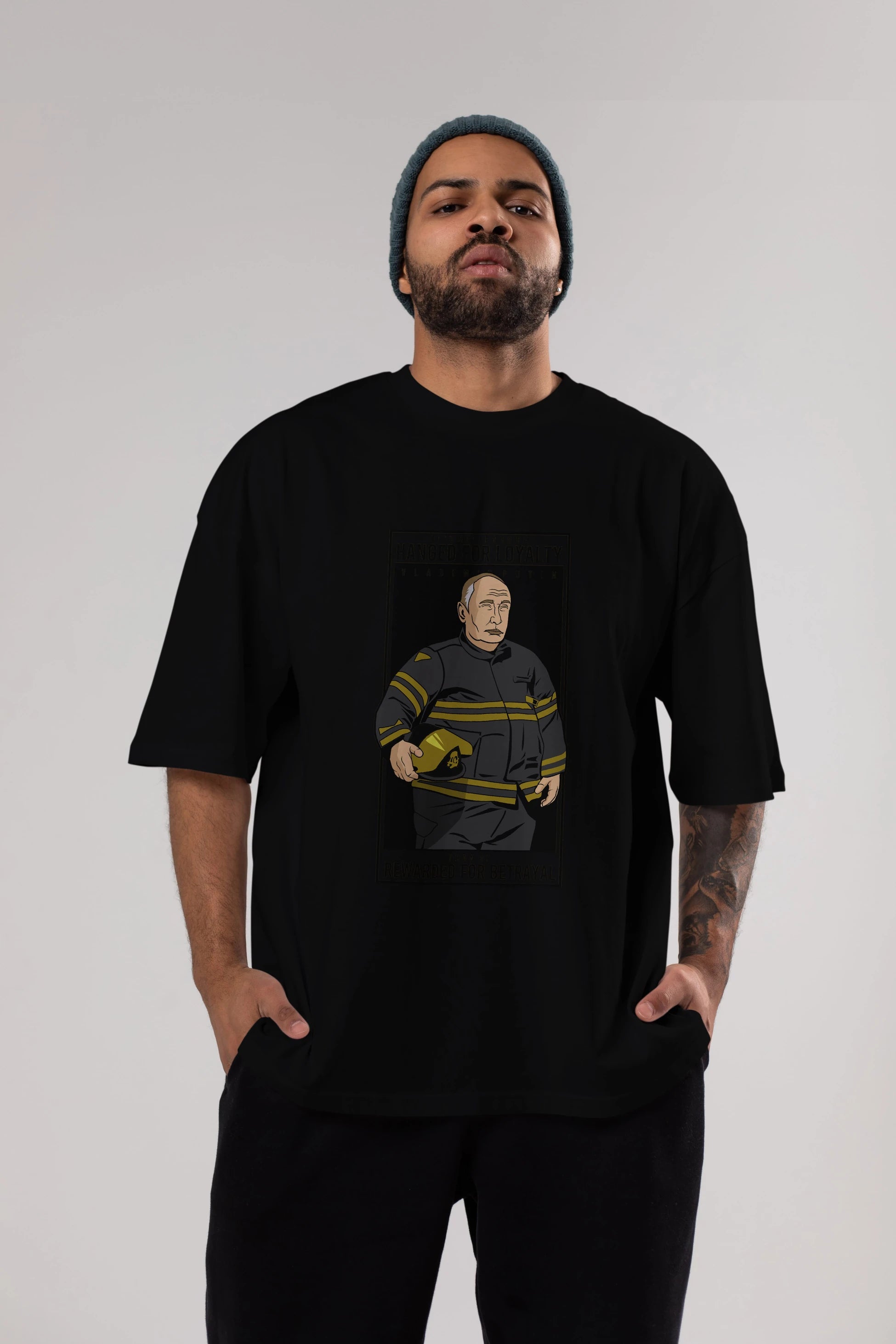 Putin Fireman Ön Baskılı Oversize t-shirt Erkek Kadın Unisex %100 Pamuk tişort