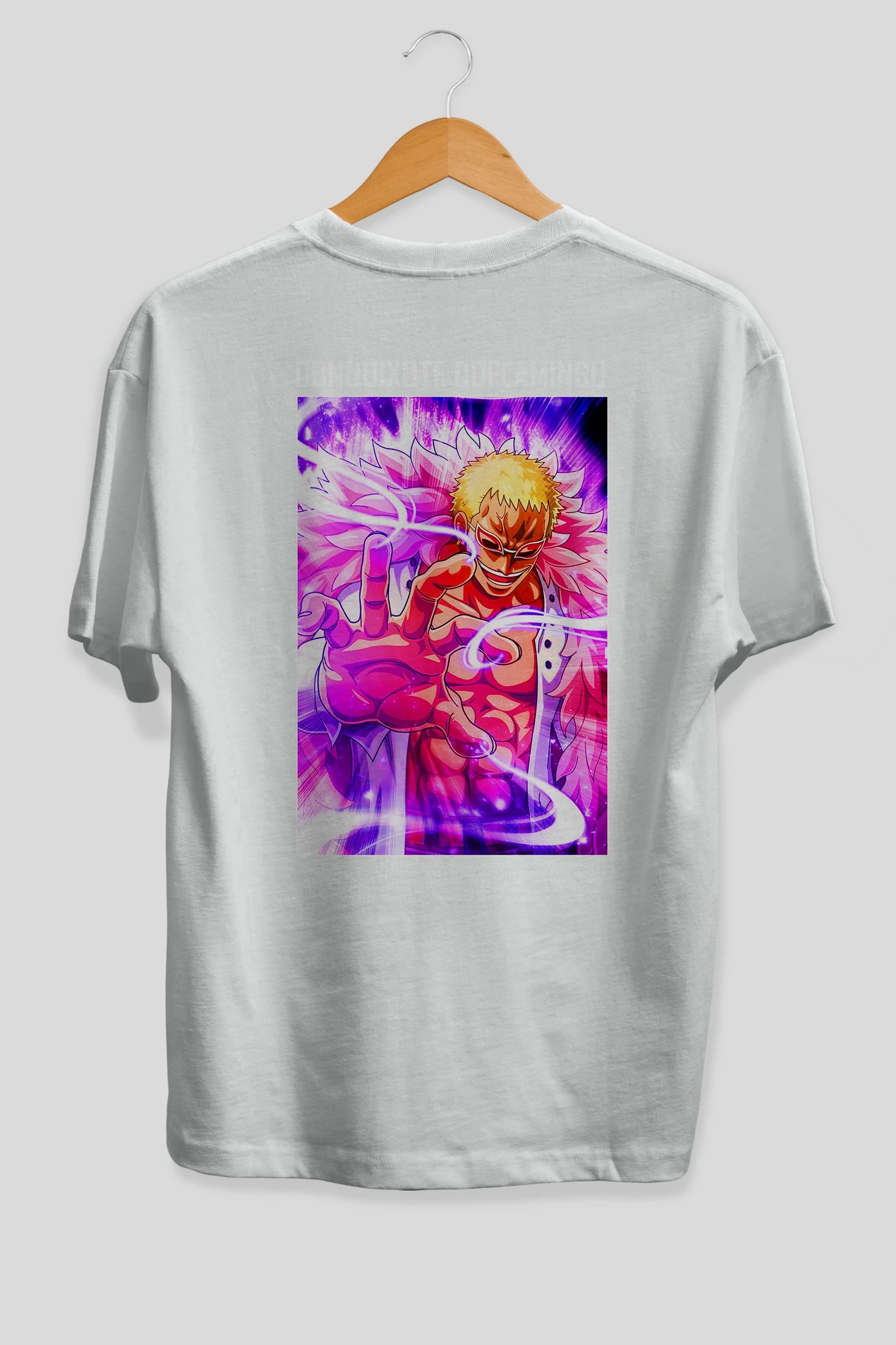 Doflamingo Anime Arka Baskılı Oversize t-shirt Erkek Kadın Unisex %100 pamuk tişort