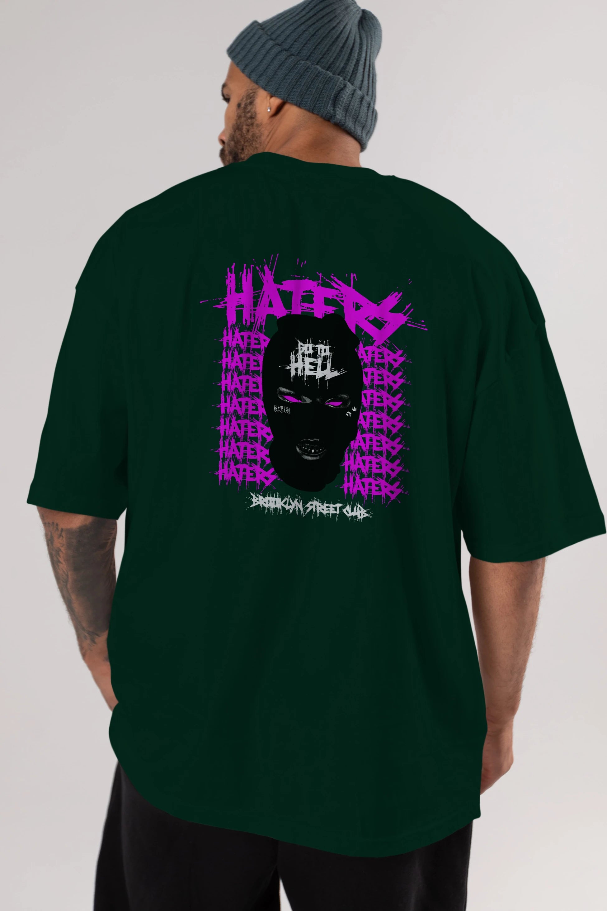 Haters Brooklyn Street Club Arka Baskılı Oversize t-shirt Erkek Kadın Unisex