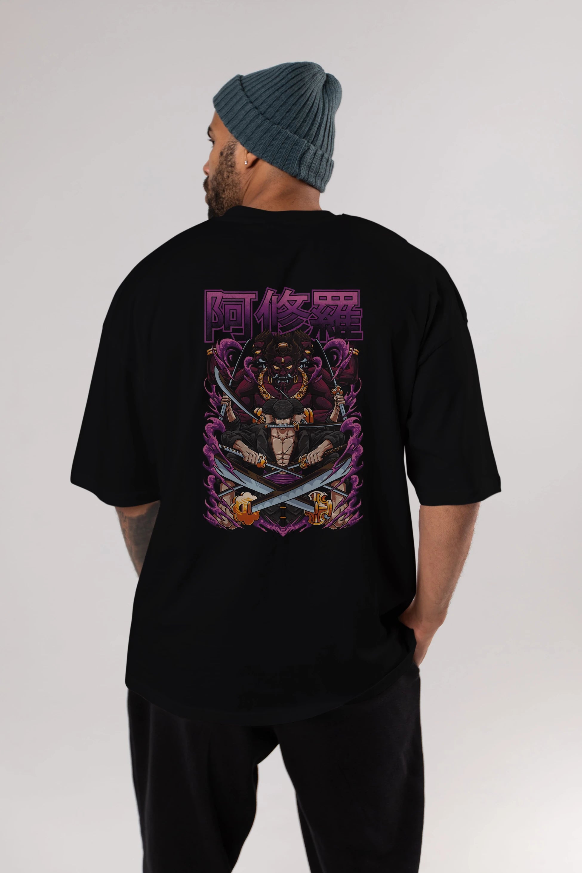 Roronoa Zoro 1 Anime Arka Baskılı Oversize t-shirt Erkek Kadın Unisex