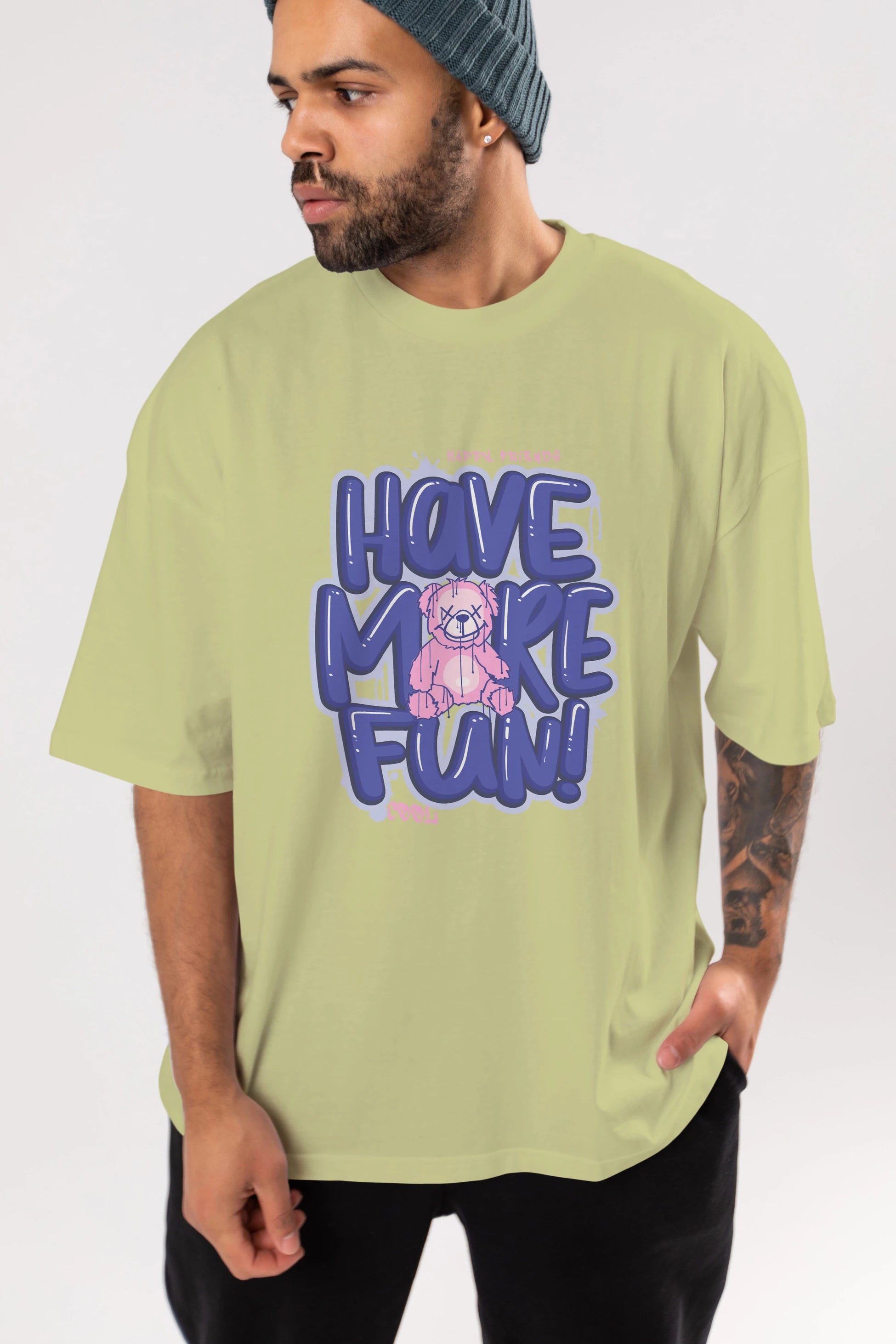 Have More Fun Bear Ön Baskılı Oversize t-shirt Erkek Kadın Unisex