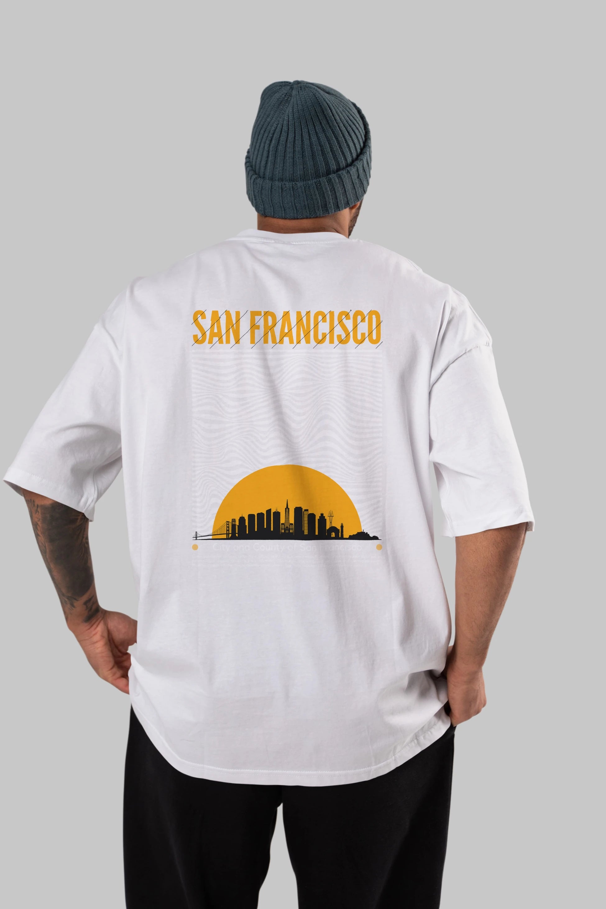 San Francisco Yazılı Arka Baskılı Oversize t-shirt Erkek Kadın Unisex
