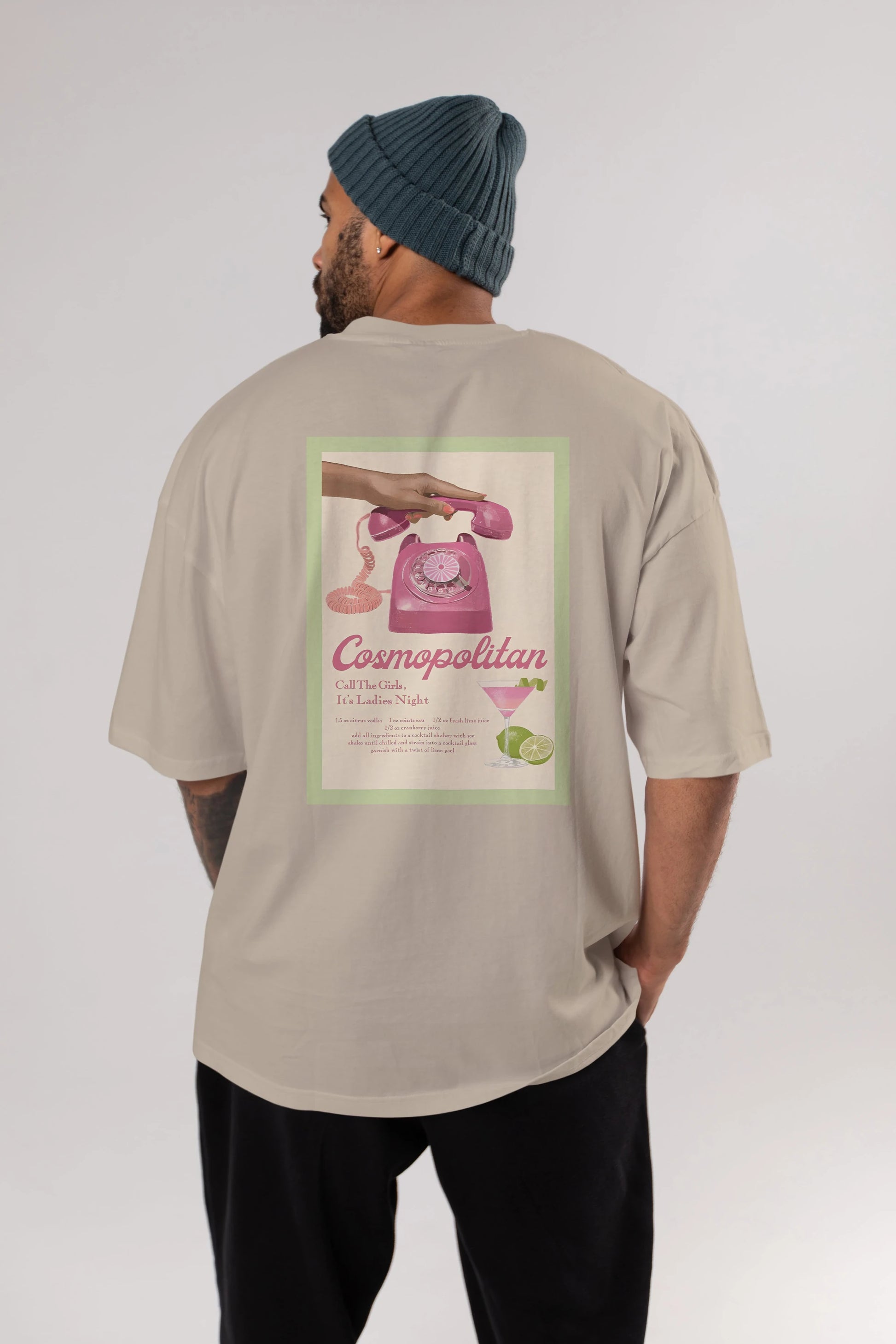 Cosmopolitan 5 Arka Baskılı Oversize t-shirt Erkek Kadın Unisex %100 Pamuk Bisiklet Yaka tişort