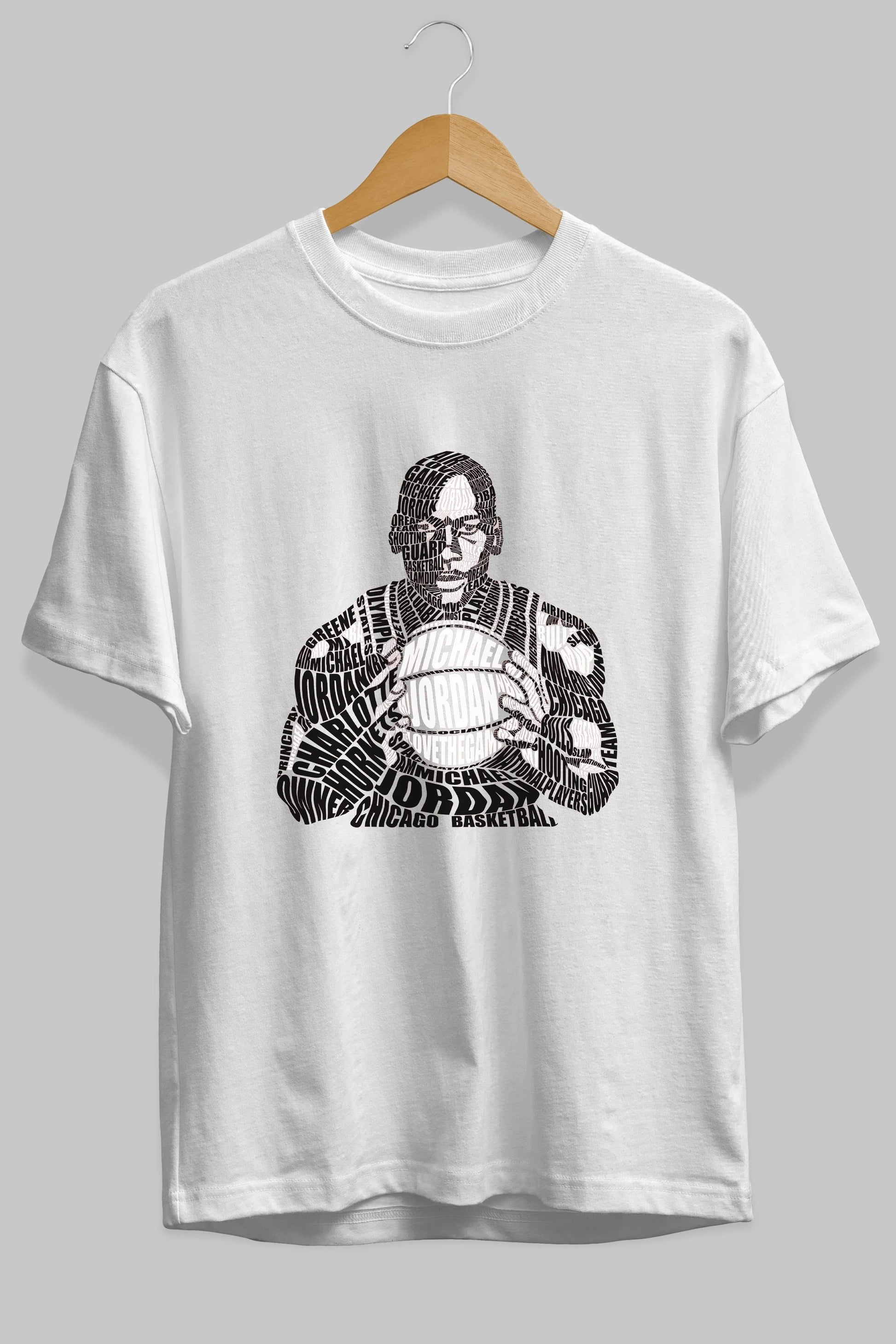 Michael Jordan Calligram Ön Baskılı Oversize t-shirt %100 pamuk Erkek Kadın Unisex
