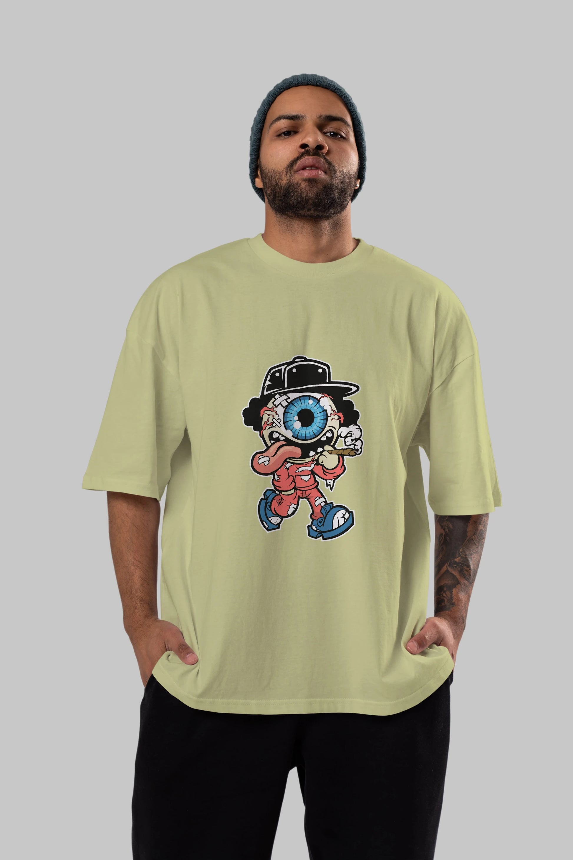 Eyeball Monster Ön Baskılı Oversize t-shirt Erkek Kadın Unisex %100 Pamuk tişort