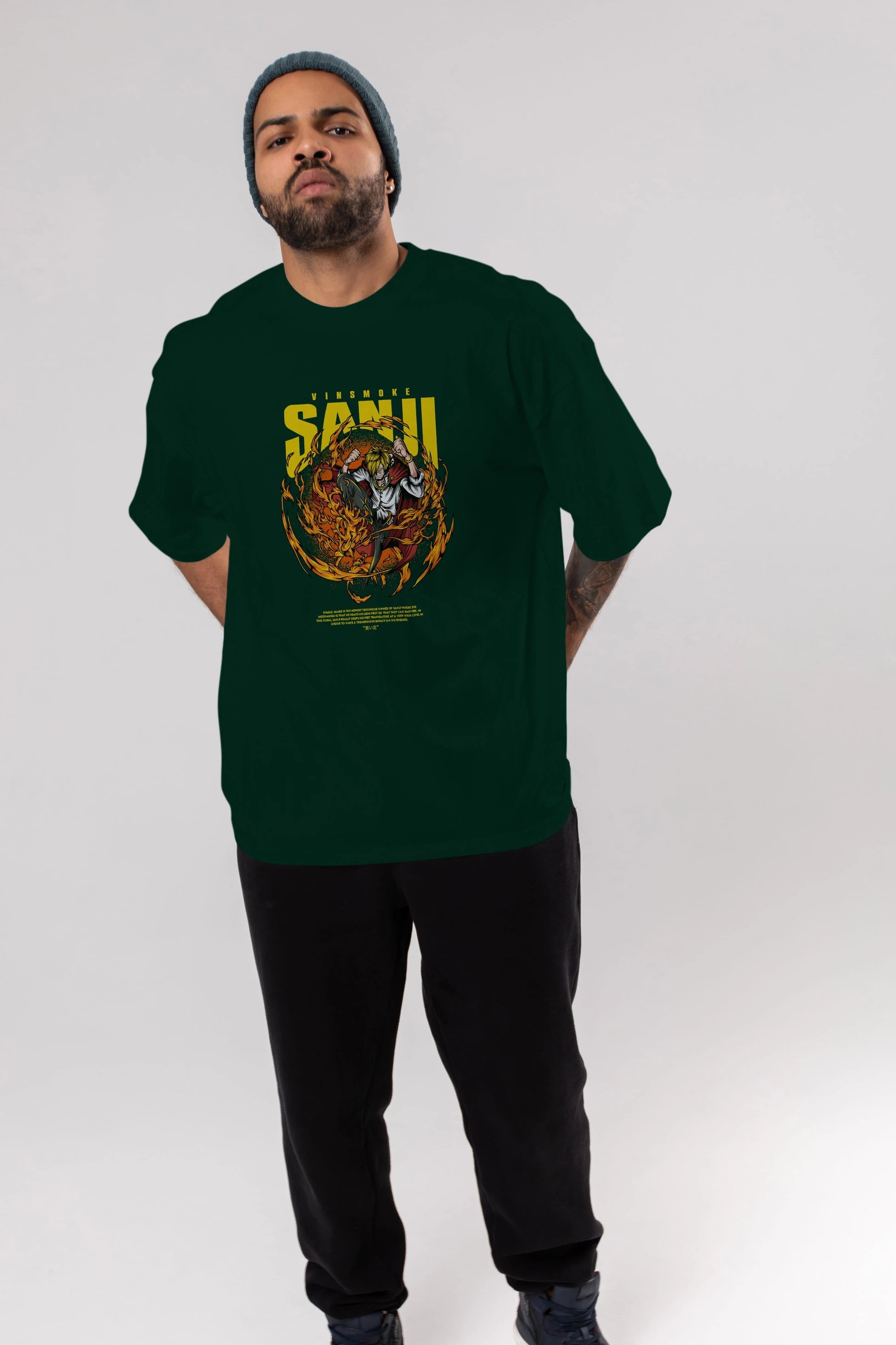 Vinsmoke Sanji Anime Ön Baskılı Oversize t-shirt %100 pamuk Erkek Kadın Unisex