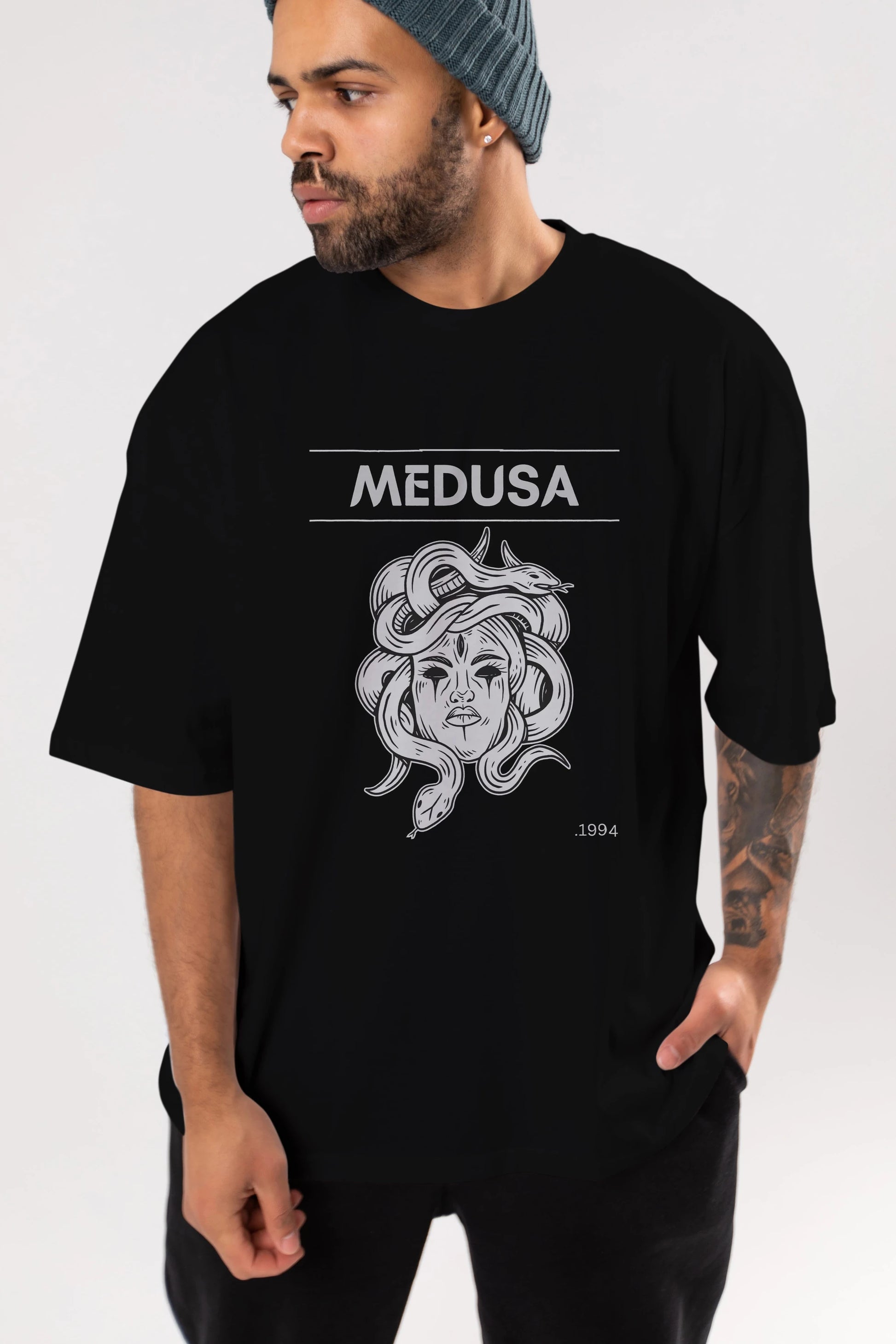 Medusa Ön Baskılı Oversize t-shirt Erkek Kadın Unisex