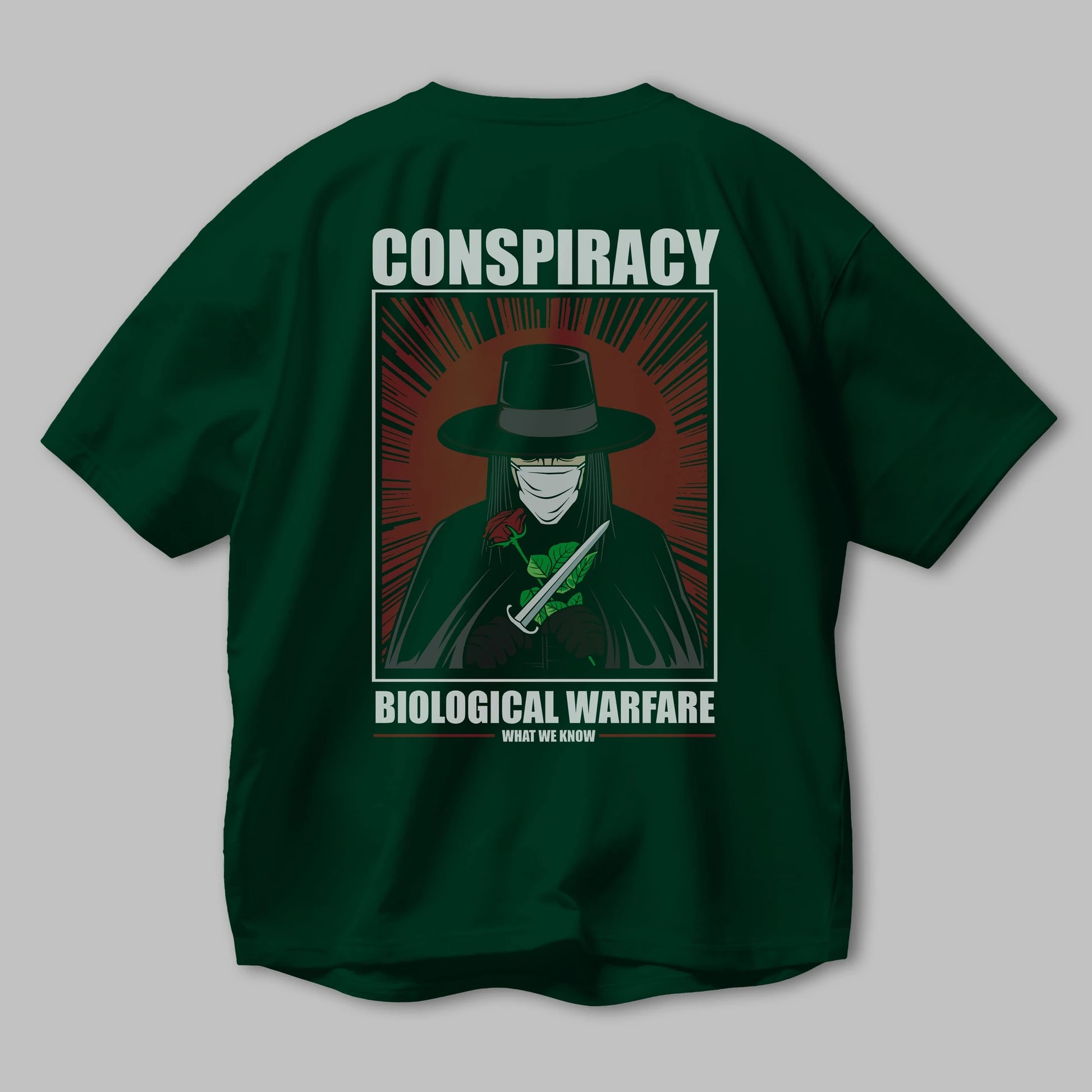 Vendetta Masker Arka Baskılı Oversize t-shirt Erkek Kadın Unisex %100 Pamuk tişort