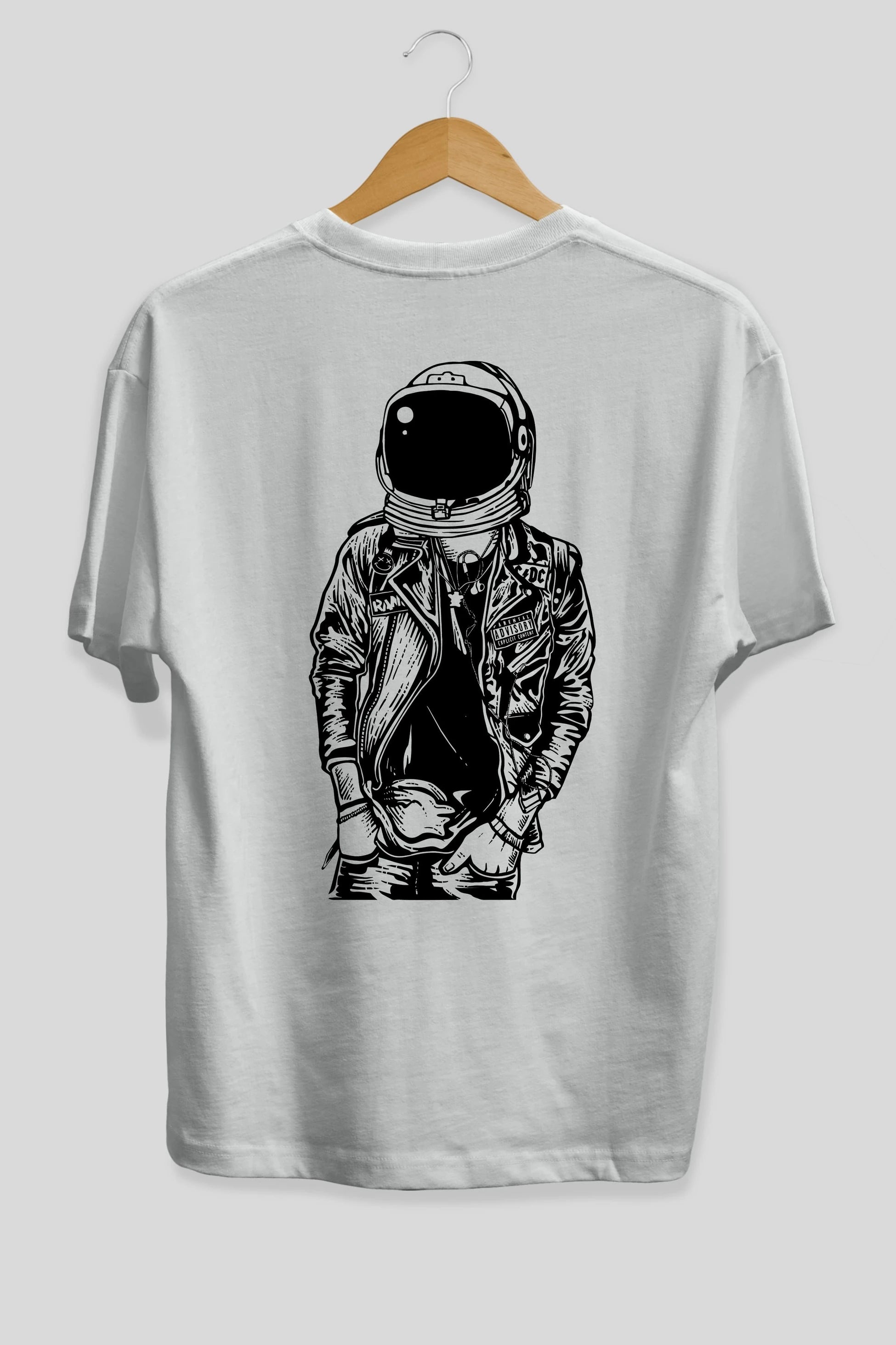 Astronaut Punkster Arka Baskılı Oversize t-shirt Erkek Kadın Unisex %100 Pamuk